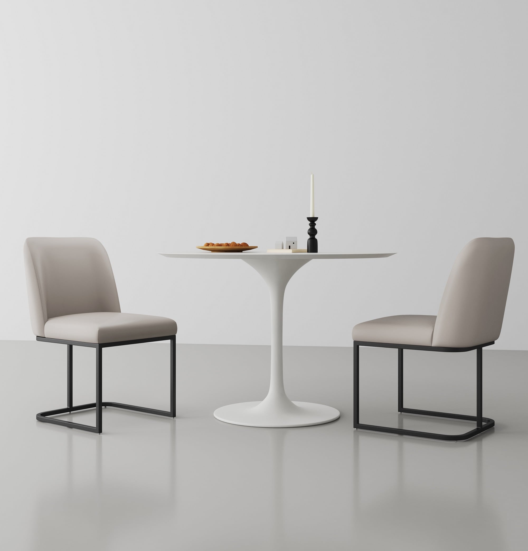 Manhattan Comfort 2-DC056-LG Set of 2 Contemporary/Modern Faux Leather Upholstered Dining Side Chair (Metal Frame)