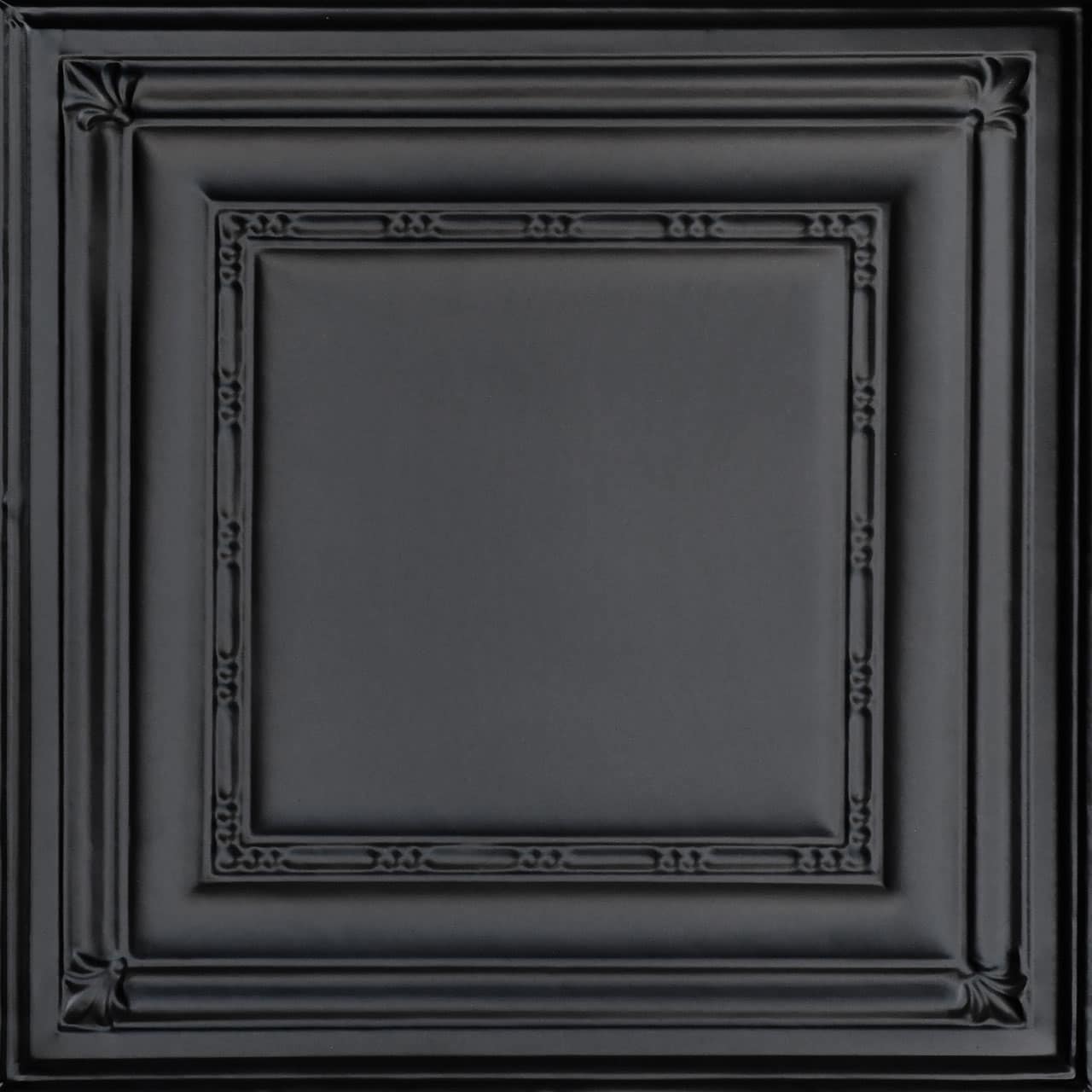 From Plain to Beautiful in Hours SKPC504-BK-24X24-D12 2-ft x 2-ft Eyelet Satin Black Steel Drop Ceiling Tile ( 12 -Pack, 48-Sq. Feet / Case )