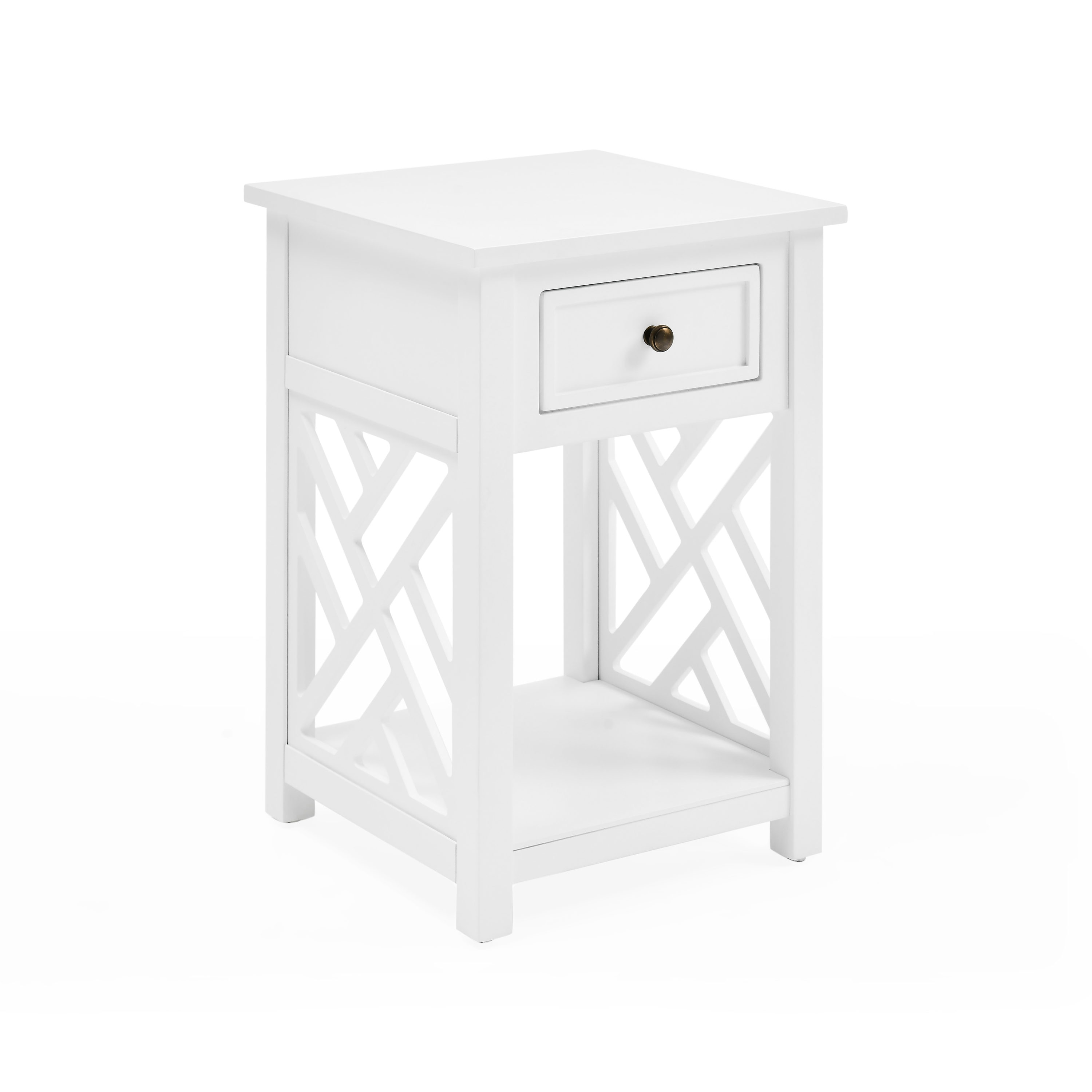 Alaterre Furniture ANCT01WH Coventry 15.75-Inches W x 23.75-Inches H White Wood Rectangular Modern End Table with Storage Assembly Required