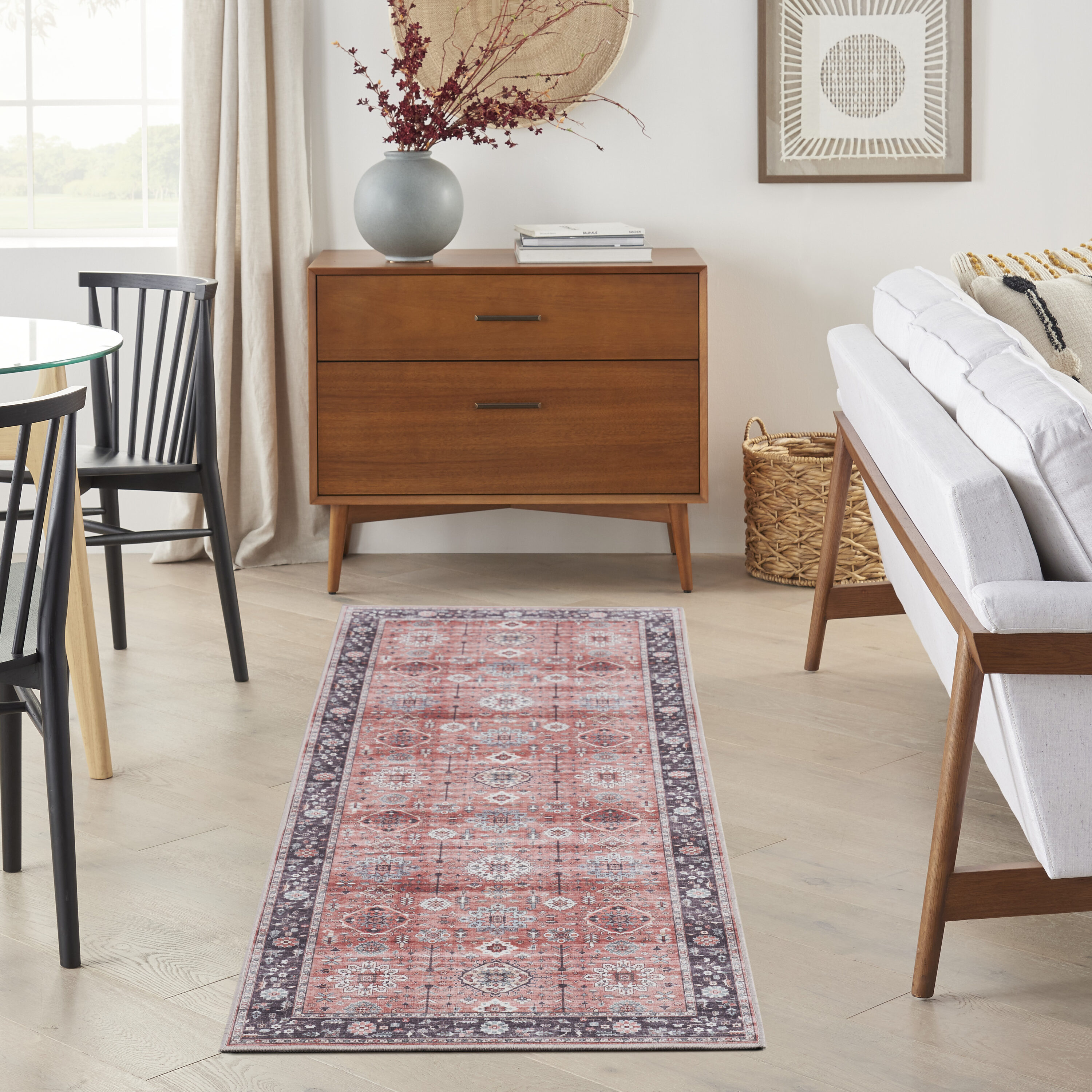Nourison 099446899897 Fulton 2 x 5 (ft) Loomed Polyester Rust Rectangular Indoor Abstract Area rug