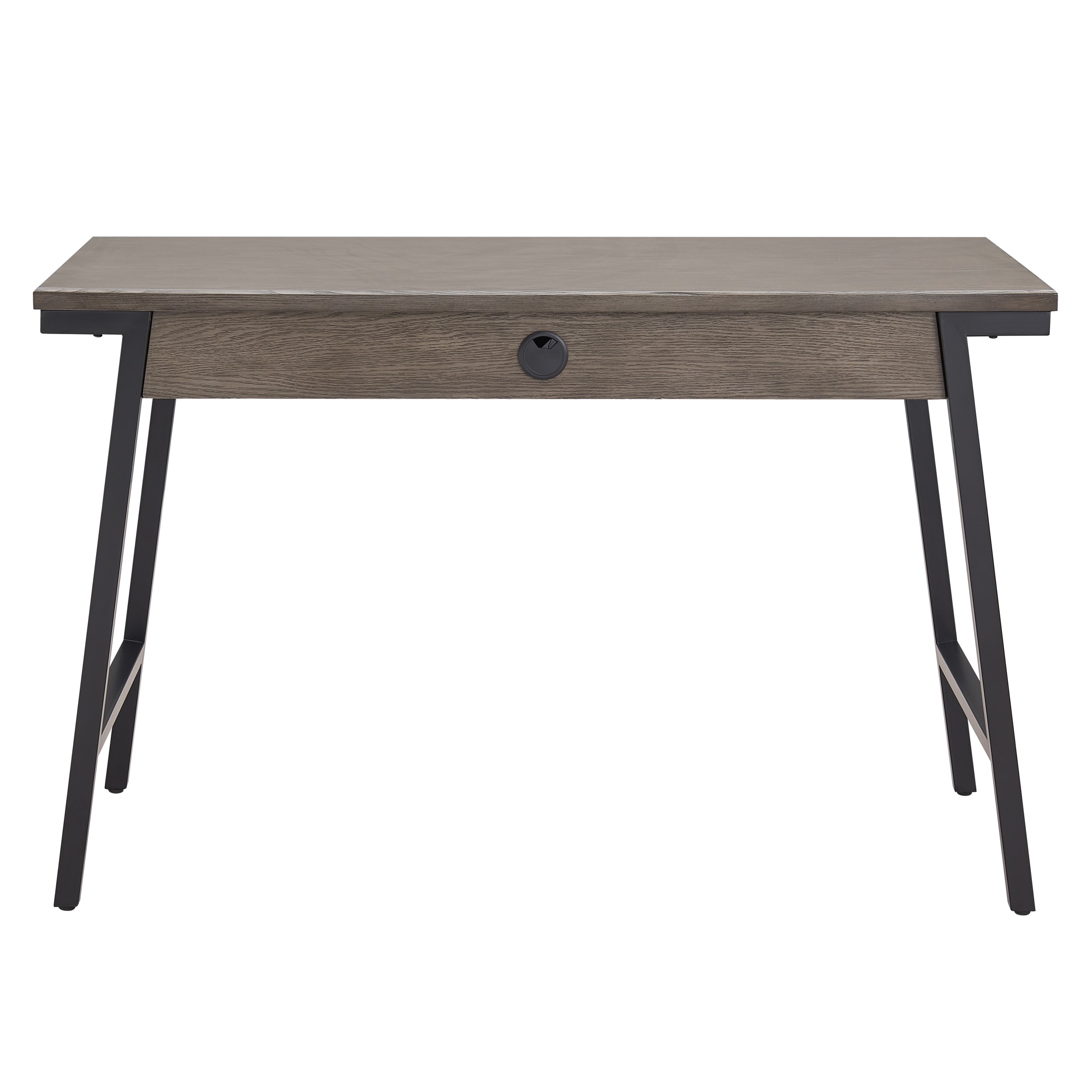 Empiria Medium Gray and Matte Black Poplar Wood Desk with Keyboard Tray