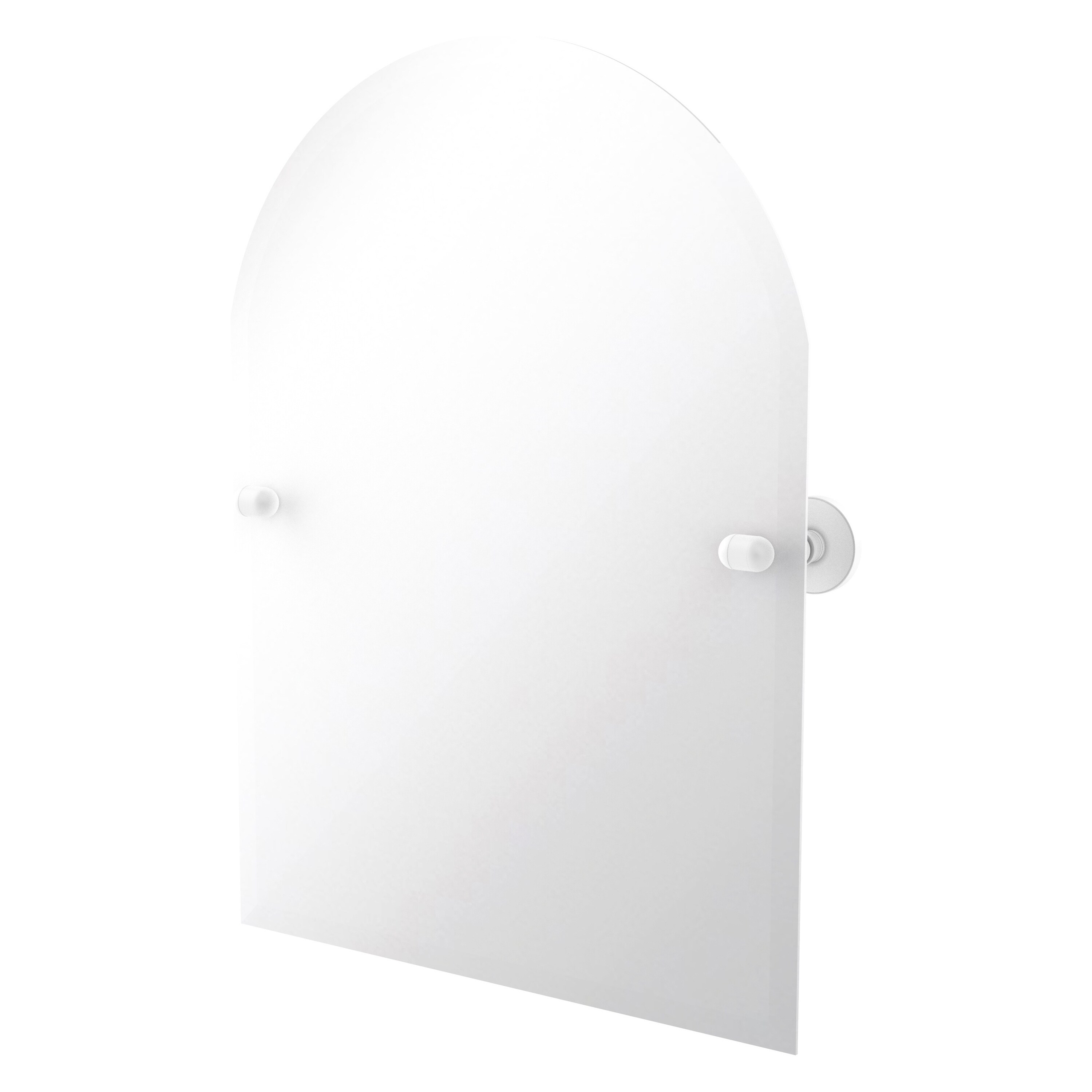 Allied Brass TA-94-WHM Tango 21-Inches x 29-Inches Beveled Frameless Arch Tilting Bathroom Vanity Mirror ( Matte White )