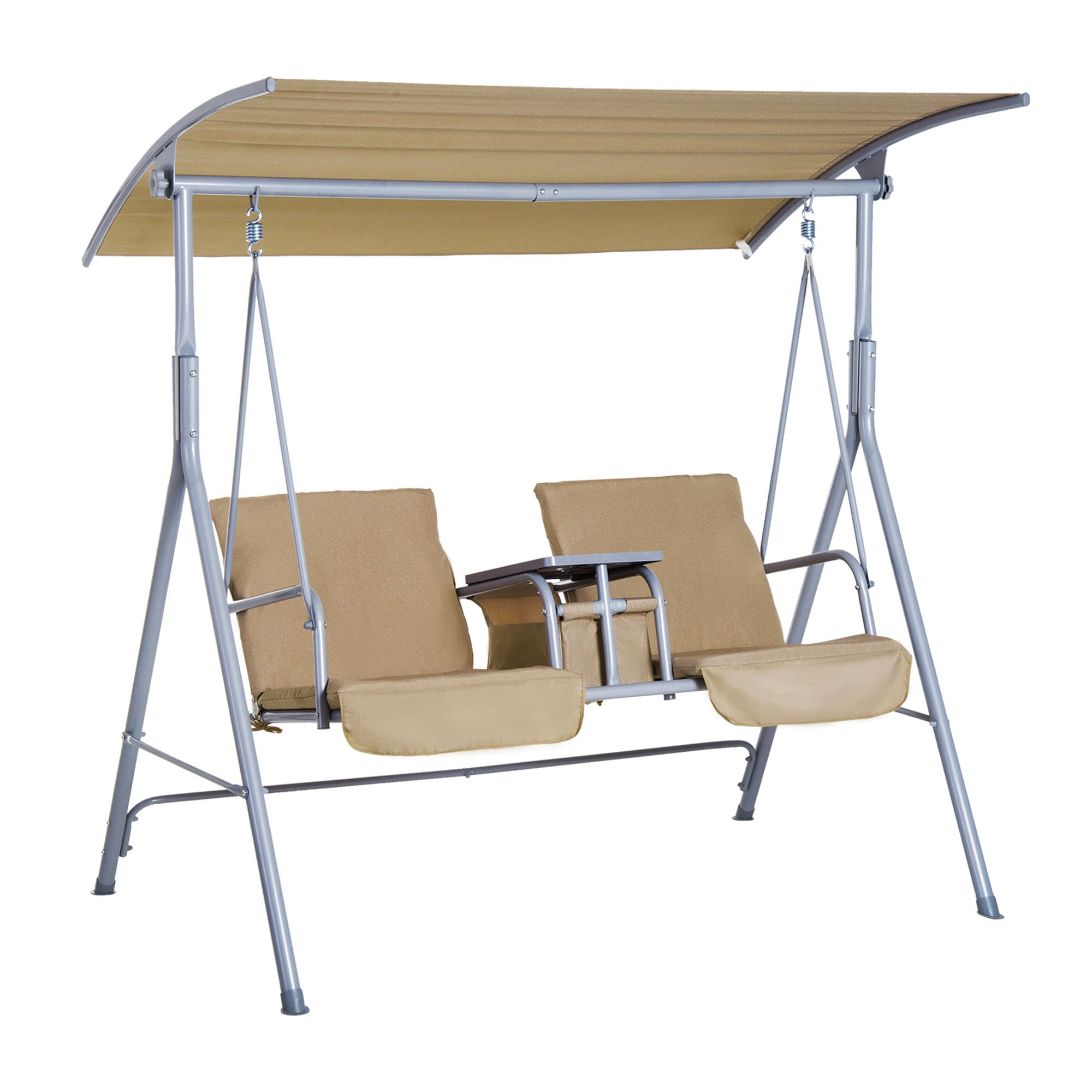 Bayfeve BFAOS-2480-SW Metal Porch Swing 2 -person Beige Steel Outdoor Glider