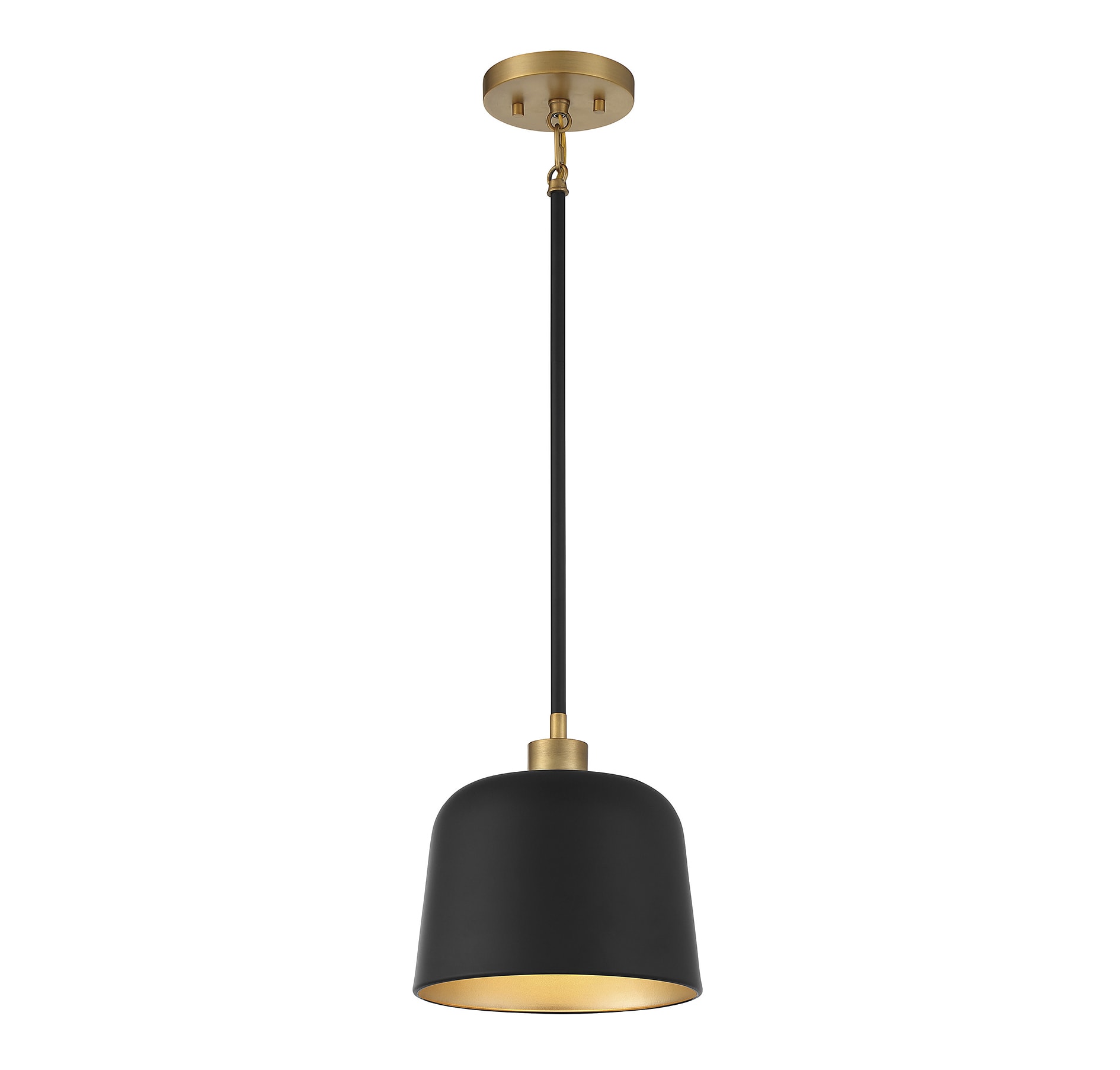 Meridian Lite Trends M70118MBKNB Meridian Matte Black with Natural Brass Vintage Bowl Mini Hanging Pendant light