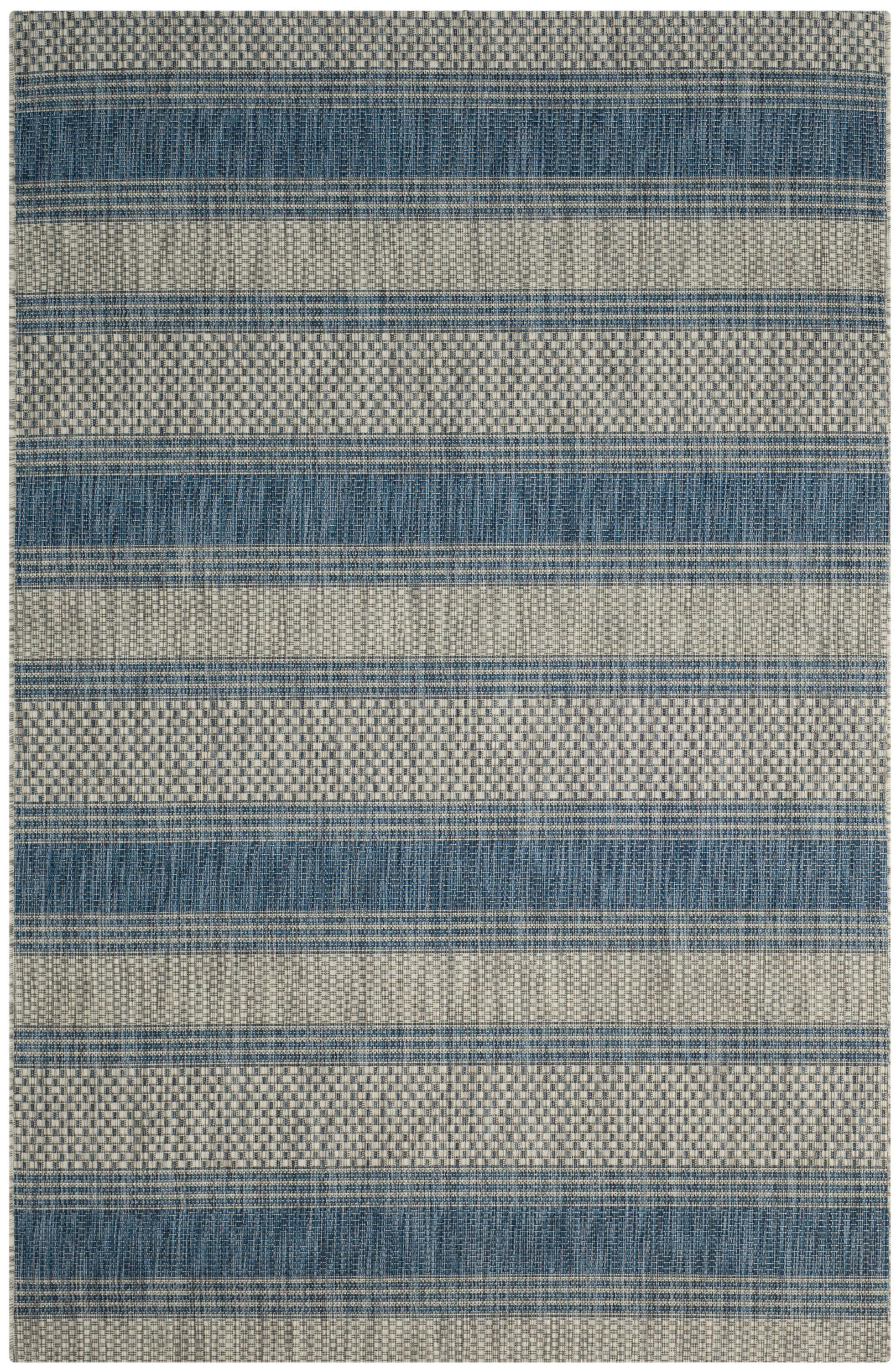 Multicolor Striped Synthetic 4' x 5'7" Indoor/Outdoor Rug
