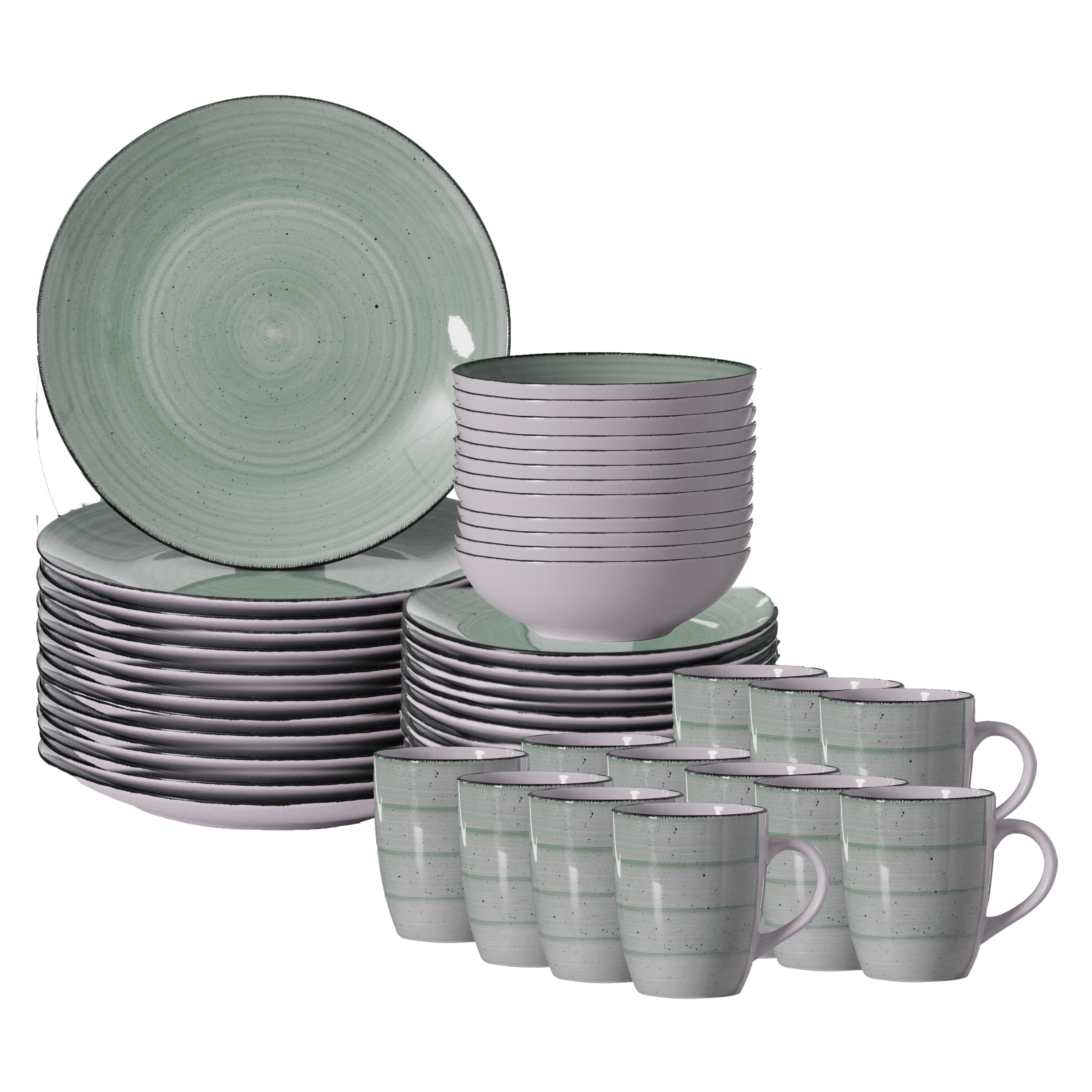 DINEWARES 48 -Piece Green Ceramic Dinnerware