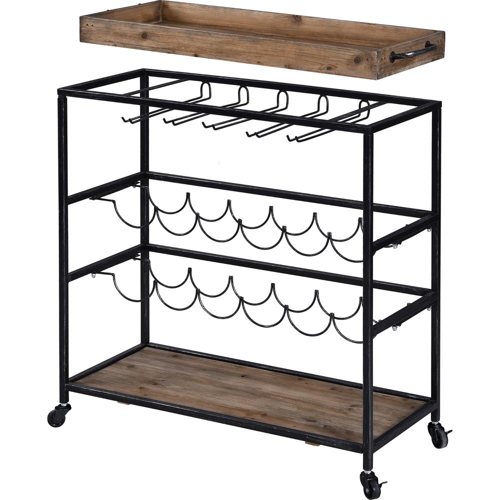 FirsTime 70192 13-in x 30-in Black Rectangle Bar Cart
