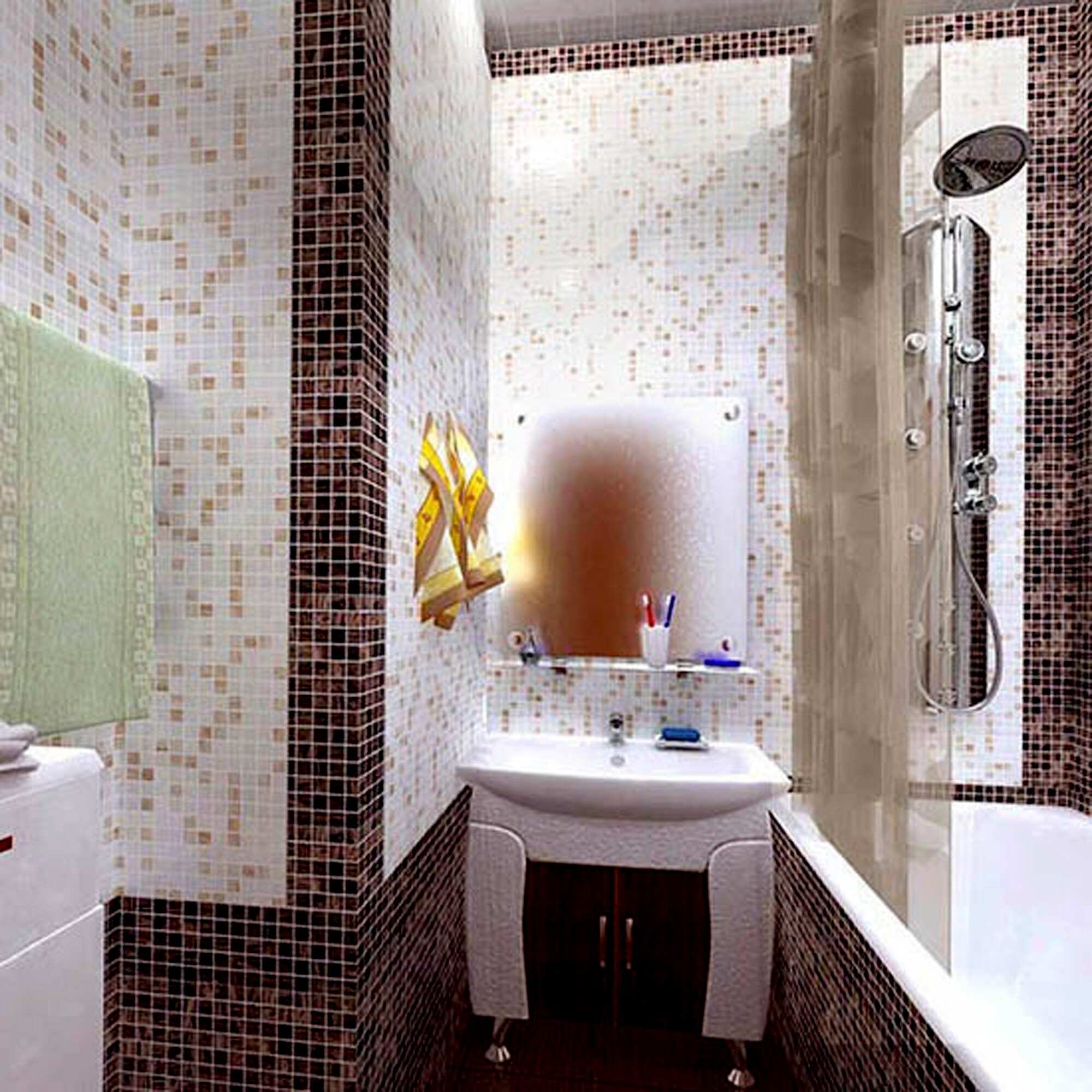 Apollo 12" x 12" Glossy White and Beige Glass Mosaic Tile
