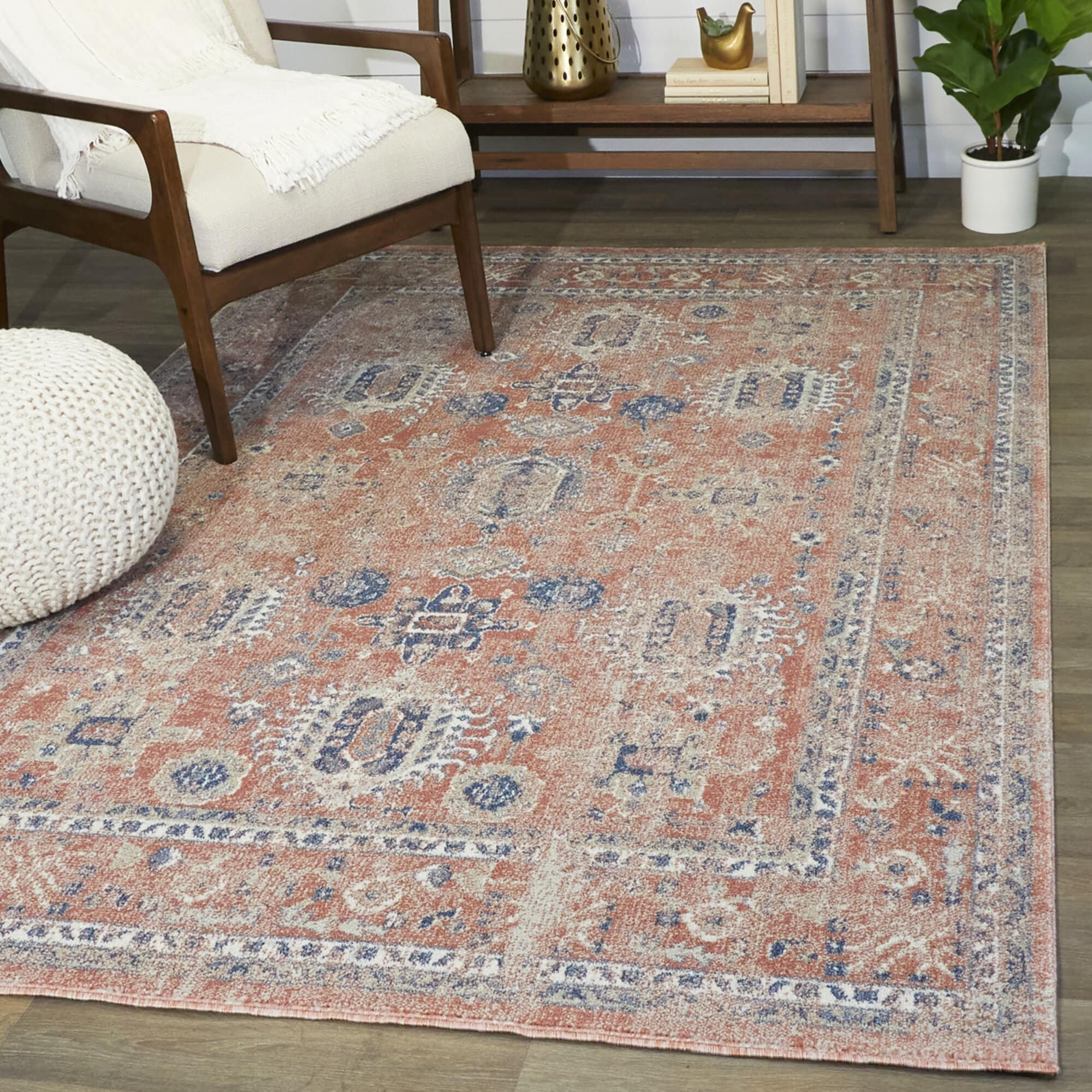 Balta 3099965 5 x 6 (ft) Polypropylene Burnt Orange Rectangular Indoor Medallion Oriental Area rug