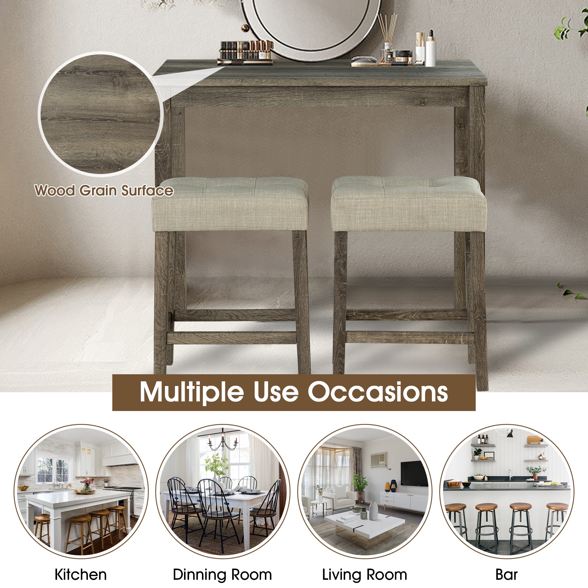 IHOMEadore MDSL3400BR-PT-3PK Dining-Sets - View #2