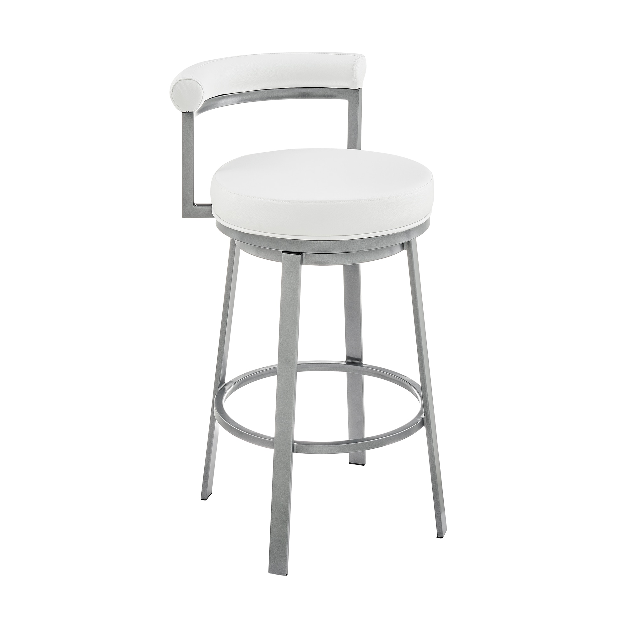 Armen Living 840254333529 Cloud Finish 26.0-in H Counter height Bucket seat Upholstered Swivel Metal Bar Stool and Back