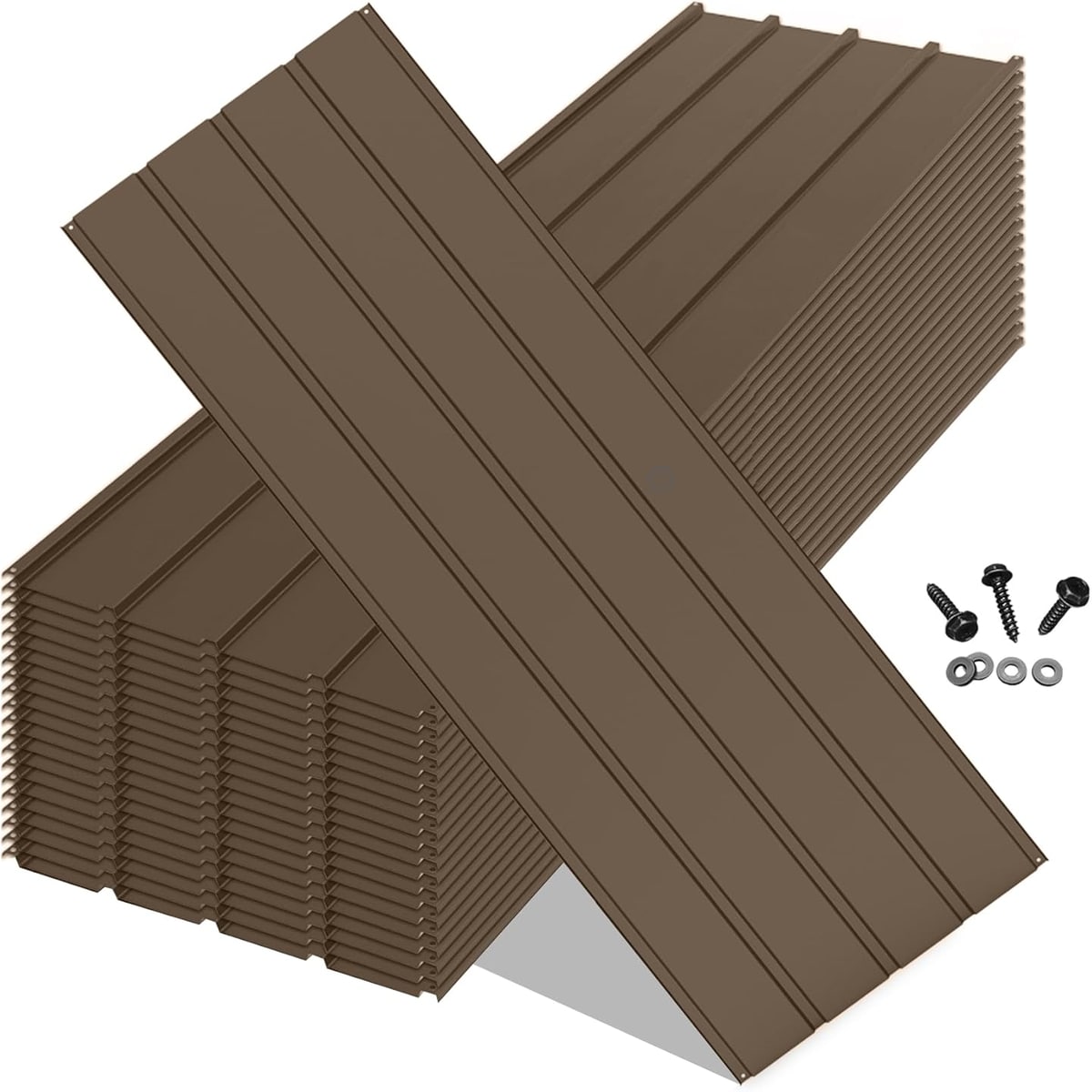 Loheer 20-Pack Brown Corrugated Metal Roofing Panels Galvanized Steel Siding