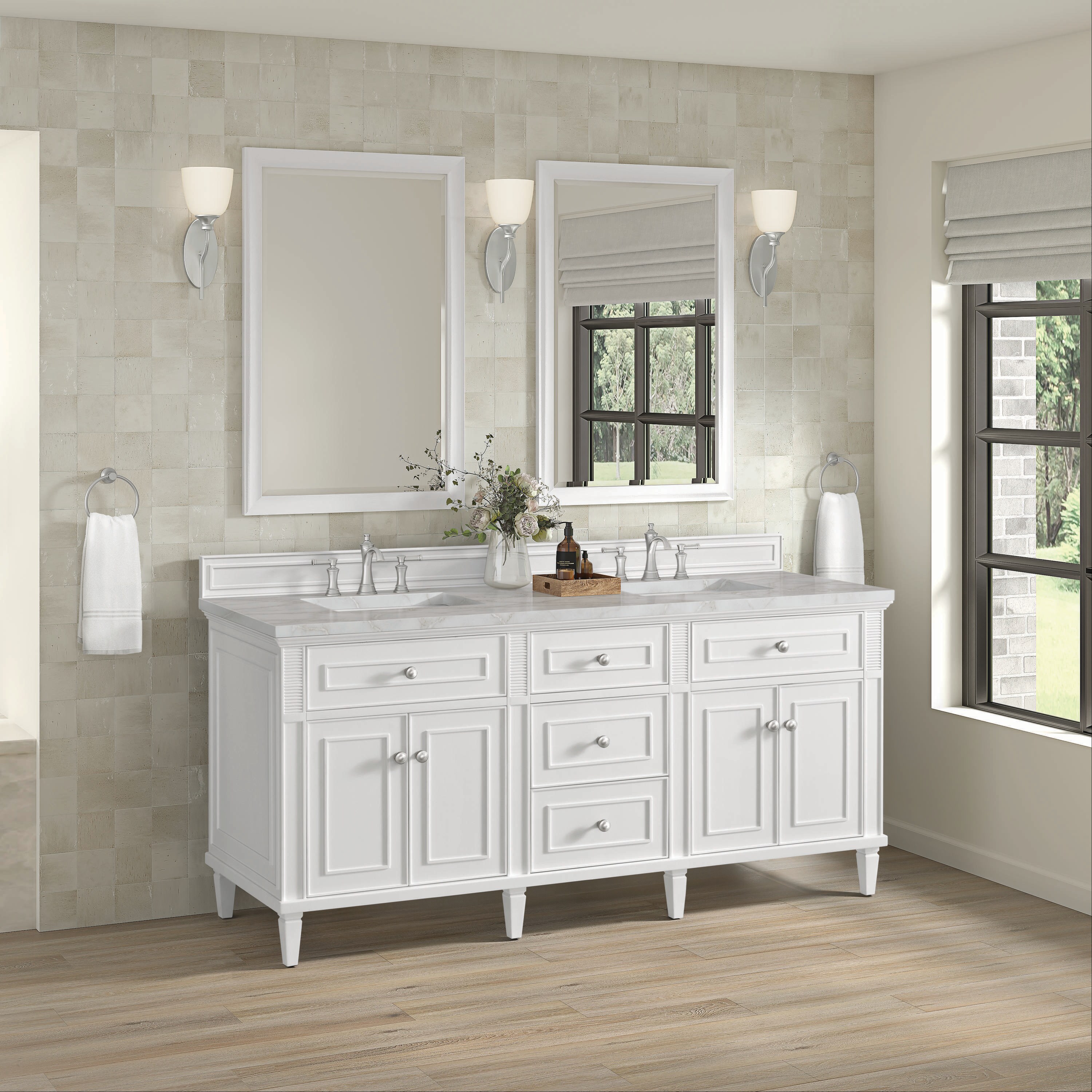 James Martin Vanities Lorelai 72-in Bright White Undermount Double Sink ...