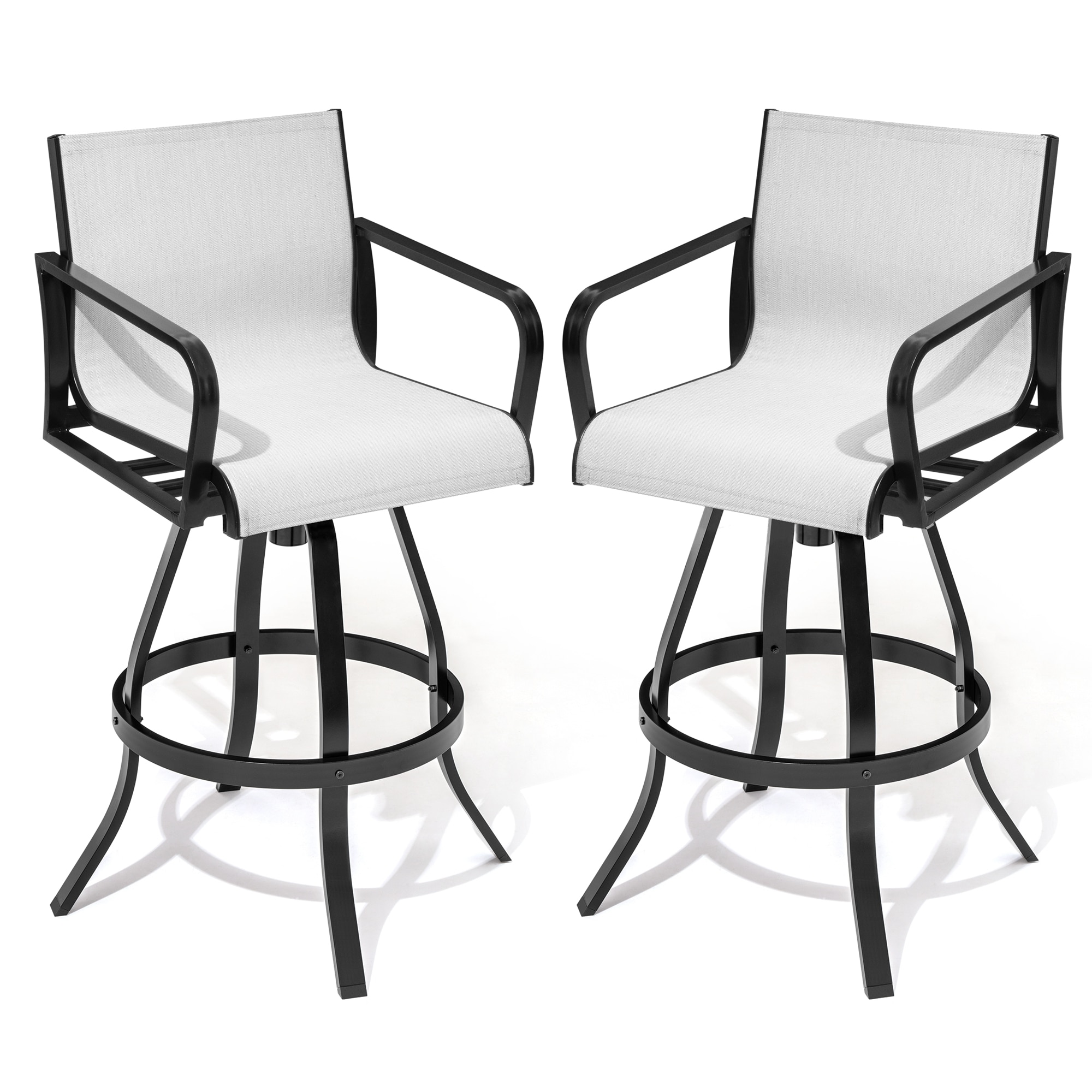 Crestlive Products CL-ST008OST-2 2pcs cast aluminum swivel bar chair Set of 2 Brown Metal Frame Stationary Bar Stool Chair with White Mesh Seat