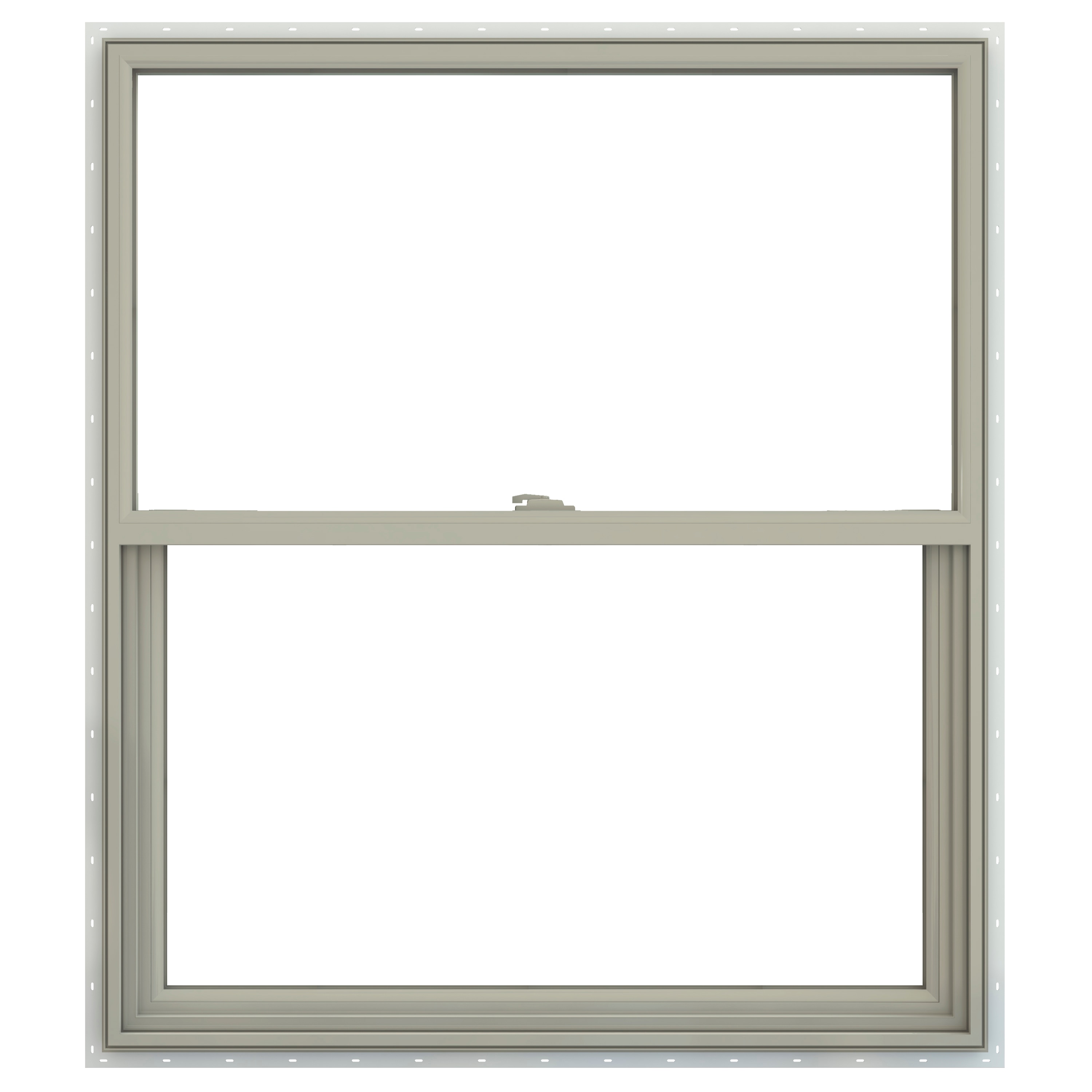 JELD-WEN LOWOLJW143800856 V-2500 29-1/2-in x 35-1/2-in Desert Sand Exterior Vinyl New construction Single Hung Window Low-E argon Double Pane Glass (Full Screen Included)