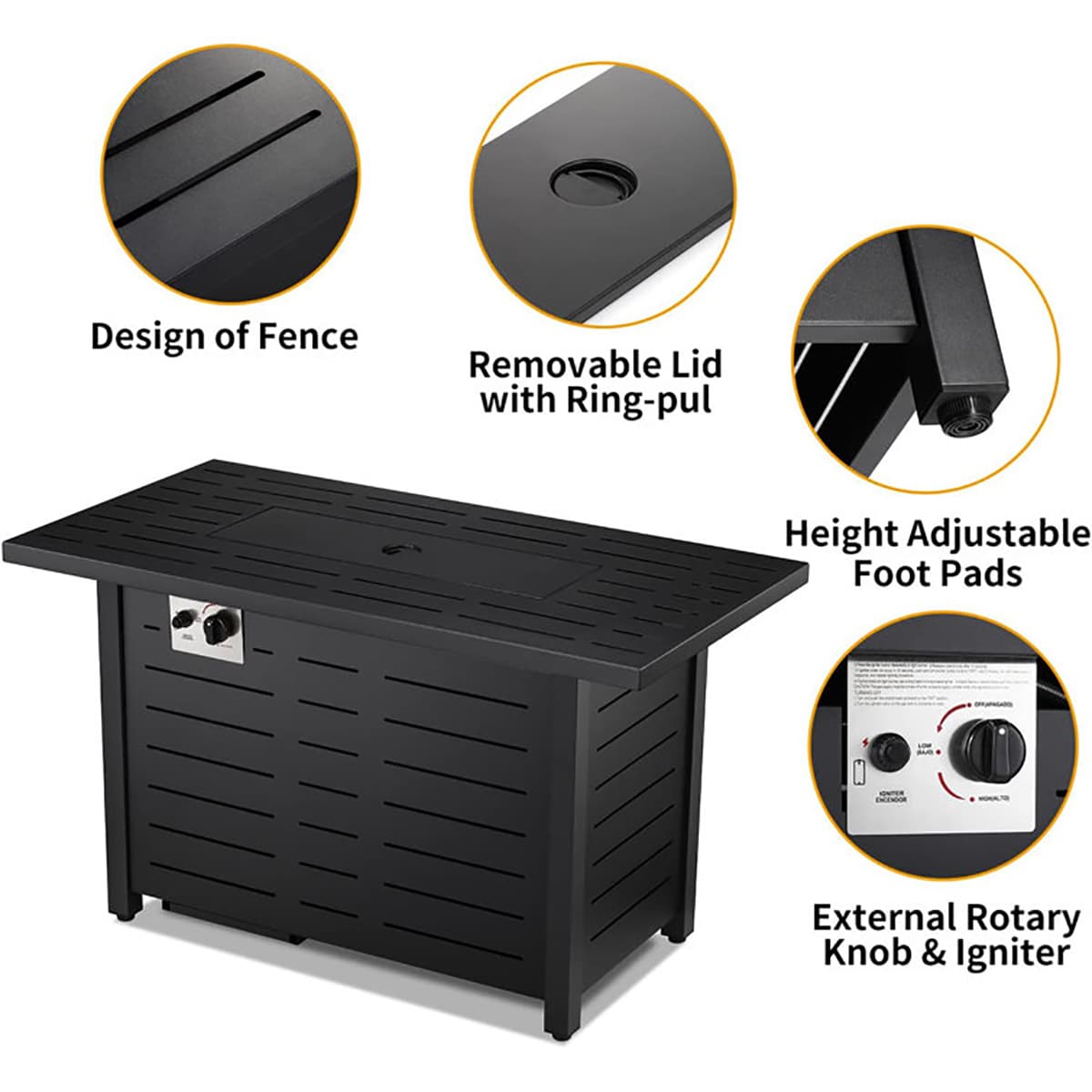 COWSAR 46R43-BLACK Outdoor-Gas-Firepits - View #2