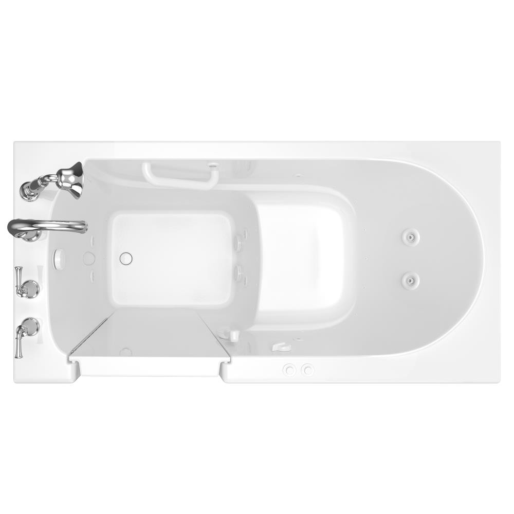 American Standard 3060.309.CLW 30.0-Inches x 59.0-Inches White Fiberglass Rectangular Walk-in Whirlpool and air bath combination tub with Faucet Hand Shower Drain ( Left Drain )