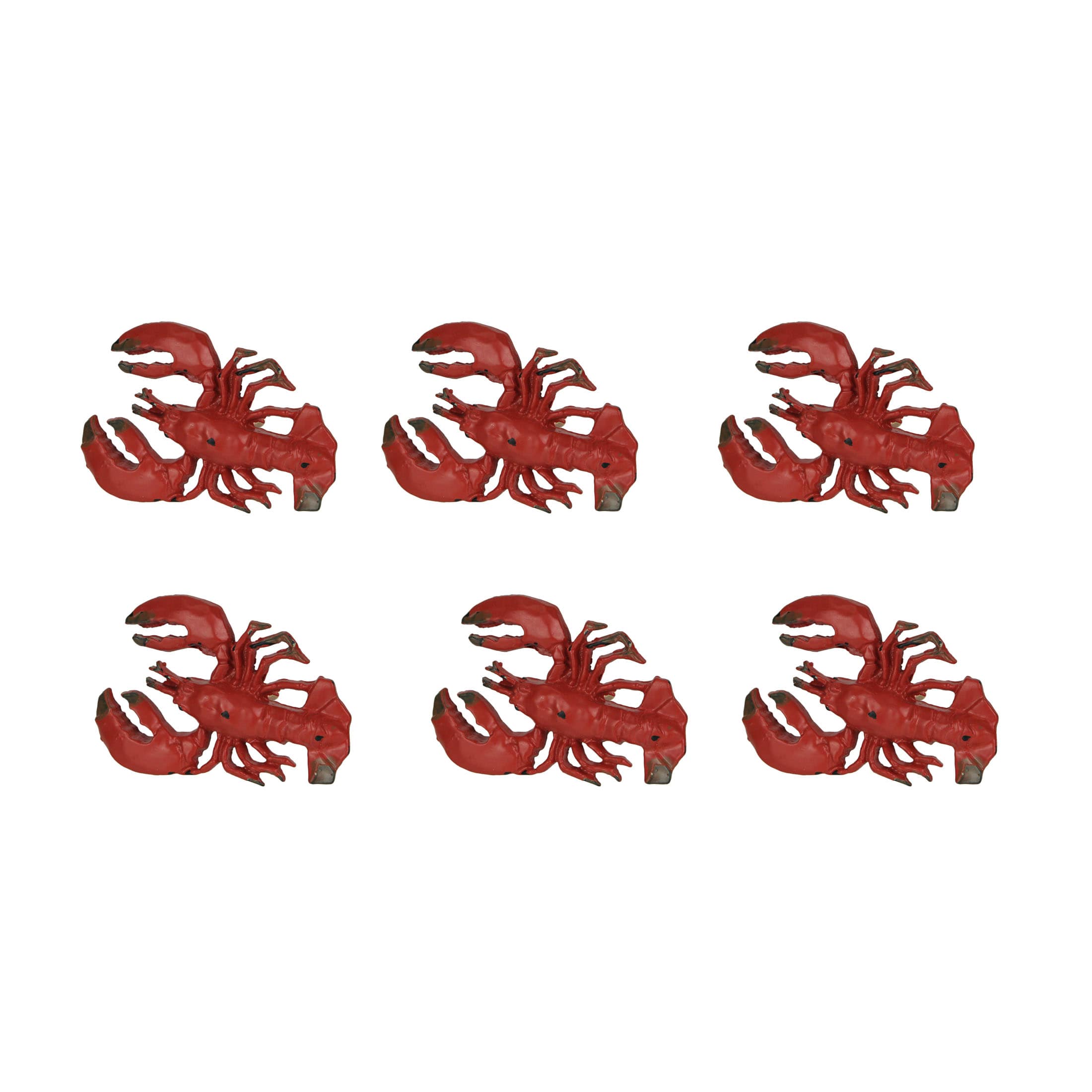 Moby Dick Specialties MD-MB-1309-SET Set of 6 Distressed Finish Red - Black Cast Iron Lobster Drawer Pulls