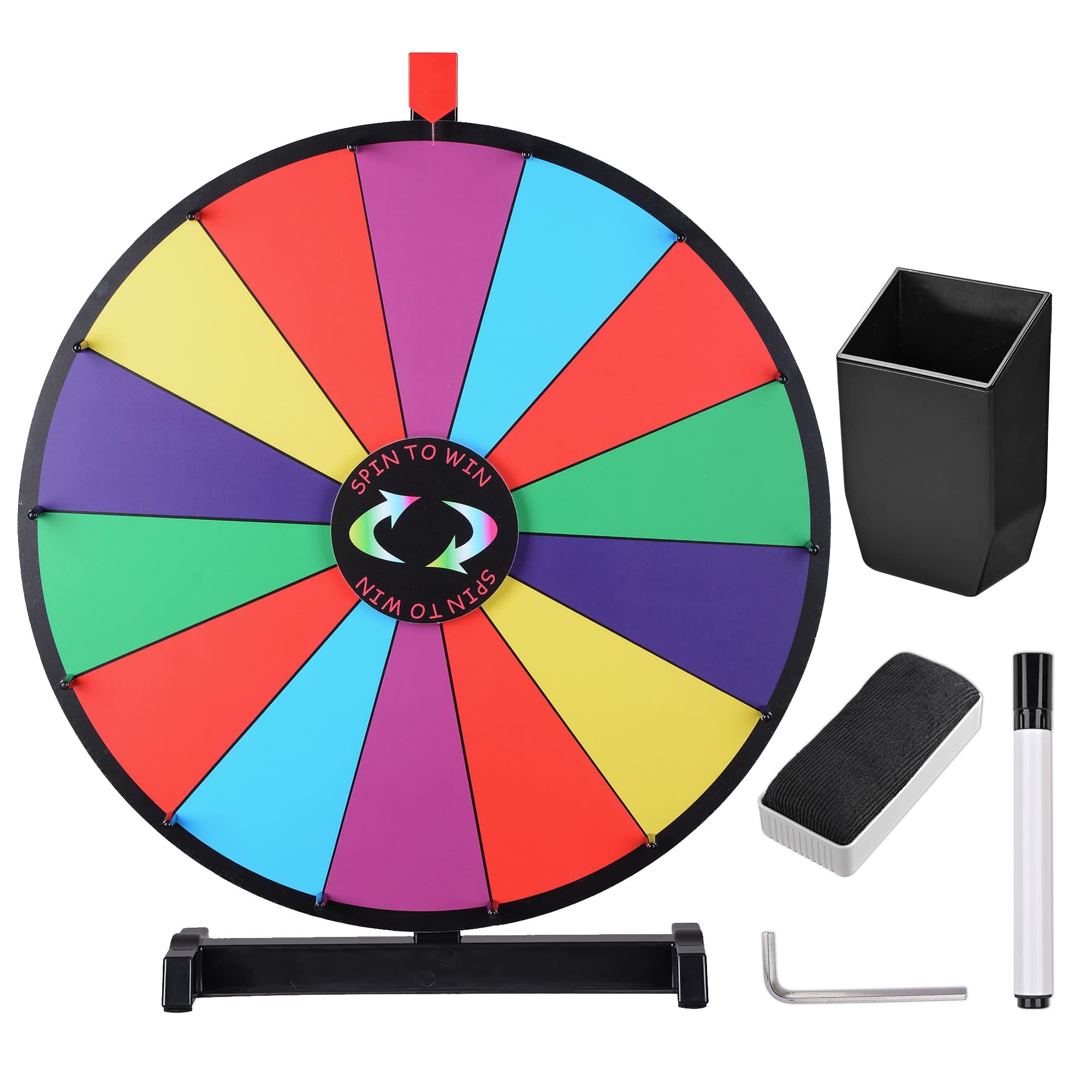 Yescom 35PRW001-2414-BK-LO WinSpin 24IN Tabletop Spinning Prize Wheel 14 Slots with Color Dry Erase Trade Show Fortune Spin Game