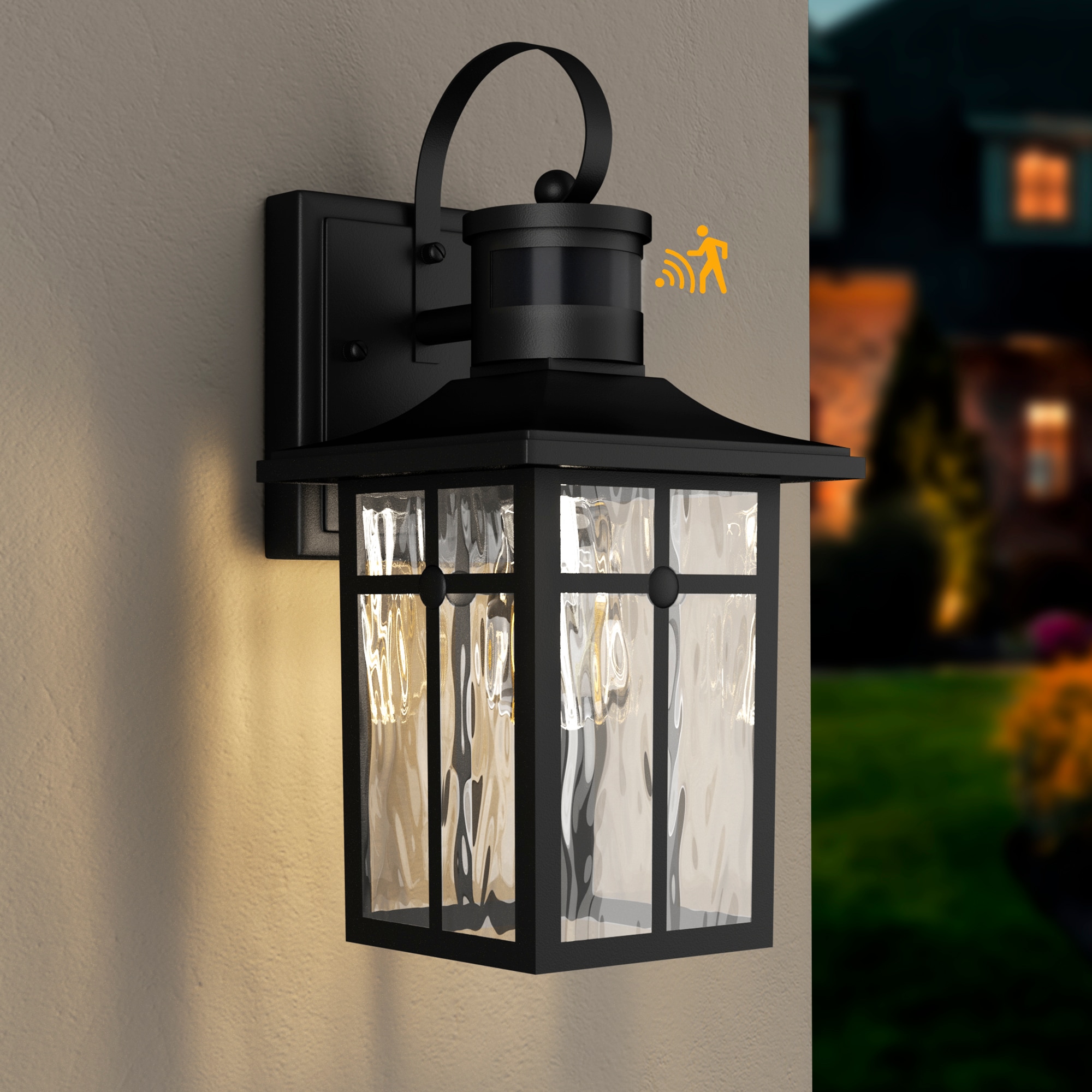 Maxax Montpelier 1 -Light 13.13-in H Matte Black Hardwired Motion Sensor Dusk to Dawn Outdoor Wall Light