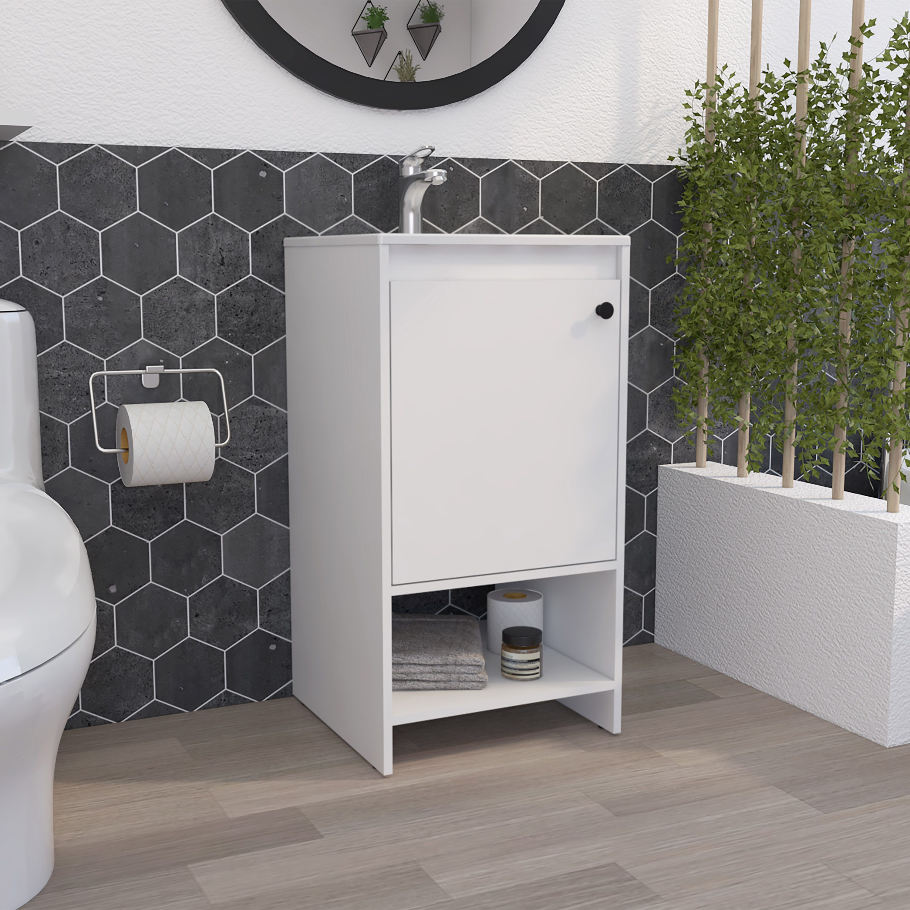 Vanityfus - Freestanding Bathroom Vanity Storge Cabinet One Open shelf