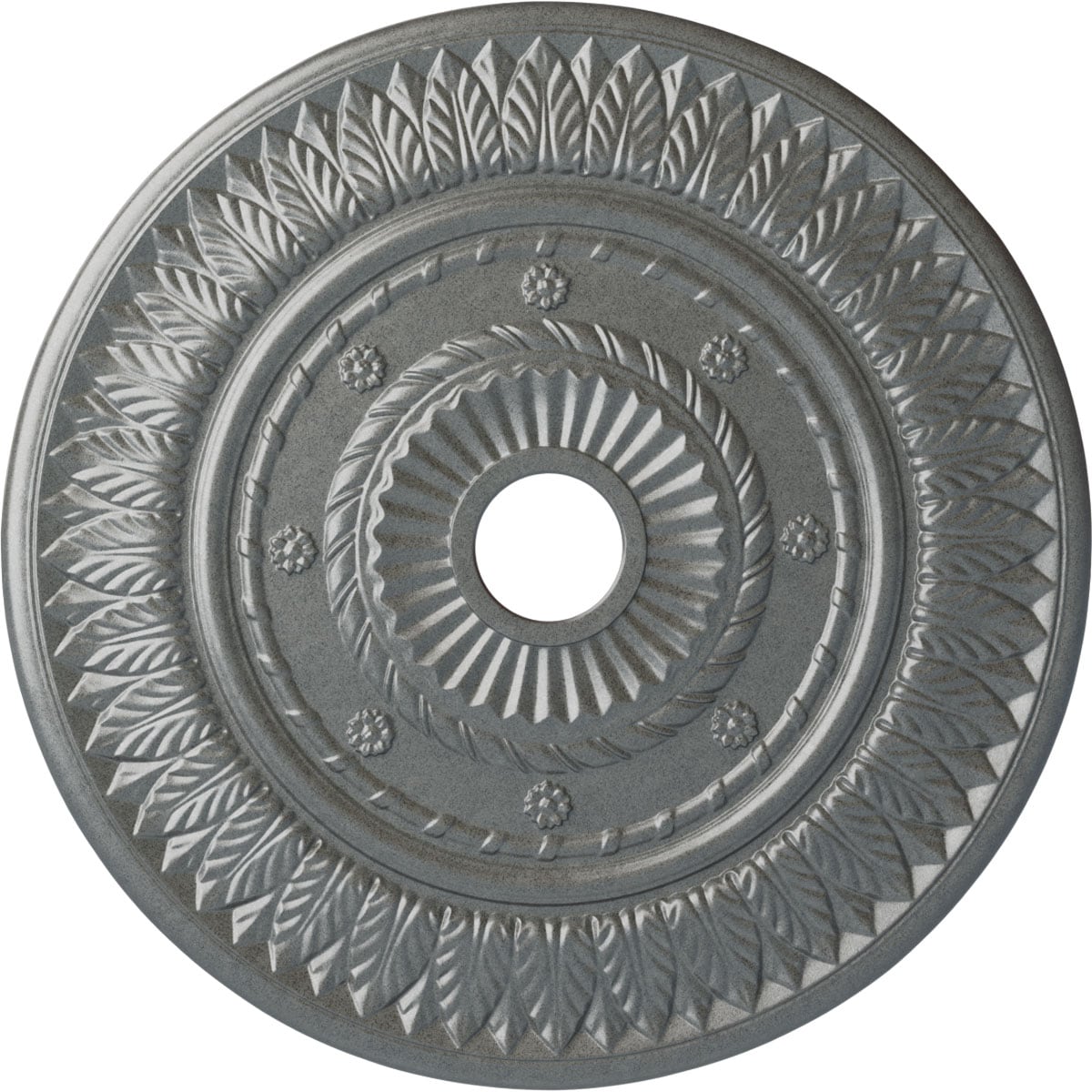 Ekena Millwork CM26LFPLS Leaf 26.75-in W x 26.75-in L Painted Platinum Polyurethane Whole Ceiling Medallion