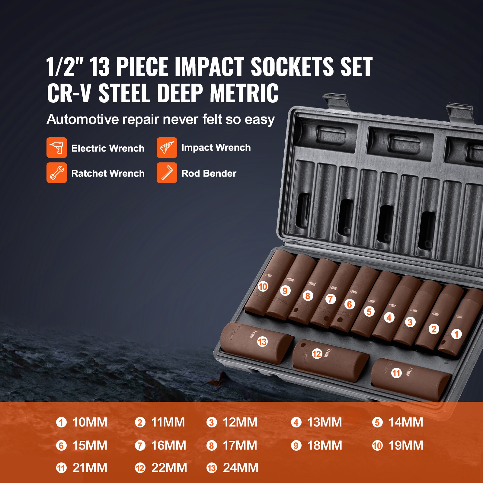 VEVOR SCCJTTZJ12CR02557V0 Impact-Socket-Sets - View #3