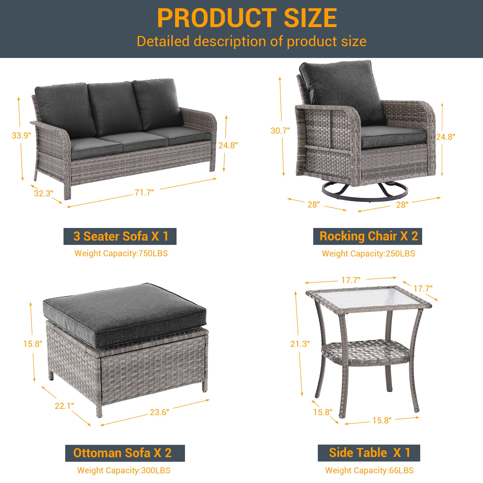 ACEGOSES LW-2R155HBK-T2 Patio-Conversation-Sets - View #3