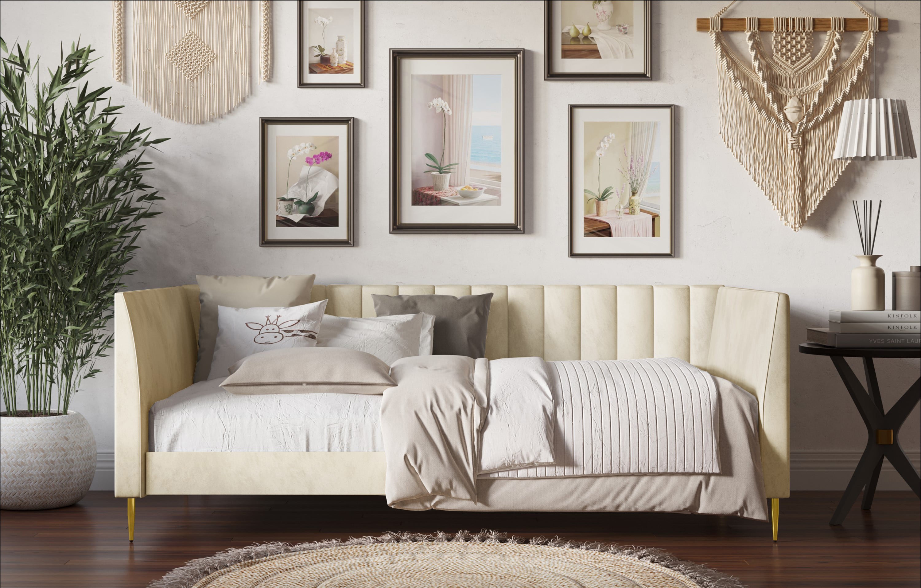 Home Design 50035-011 Dayton Beige Twin Wood Daybed Bed