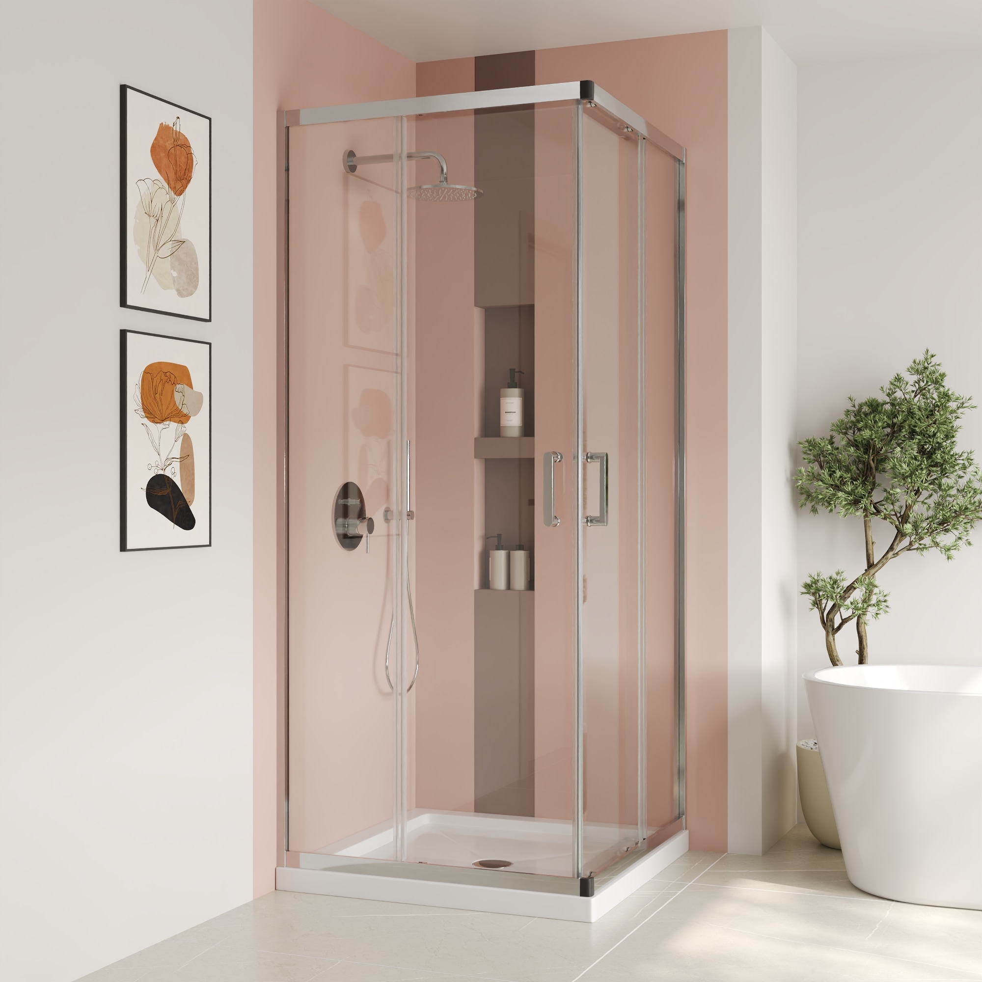 DeerValley DV-1SD0213 Dynasty 4 -Piece 34-in W x 34-in L x 72-in H Square Corner shower kit ( Door Chrome Hardware Included