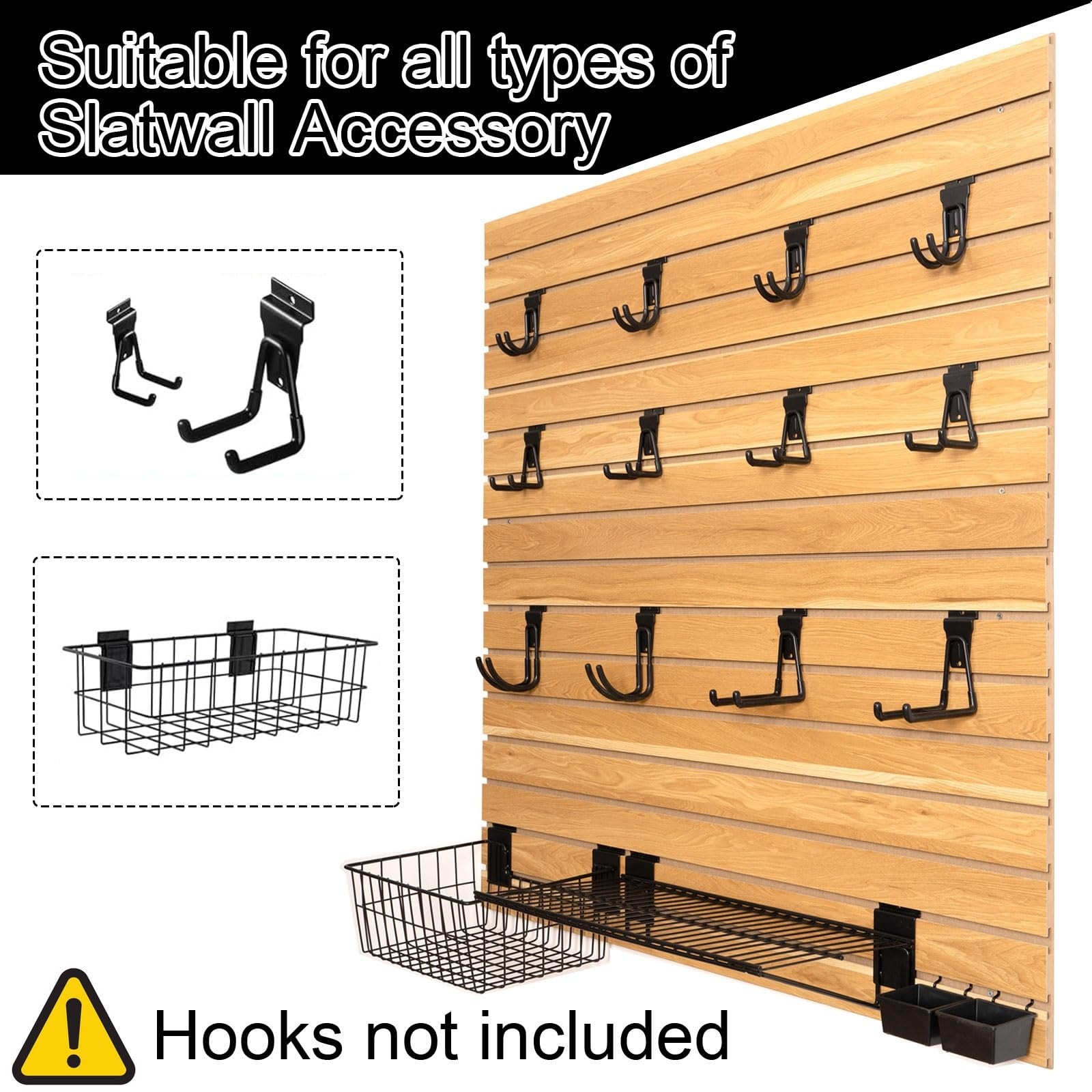 Etokfoks  MDF Slat Wall Panel 48 x 24 x 1 2 in Maple Wood Grain Scratch Resistant Organizer 2 Pack