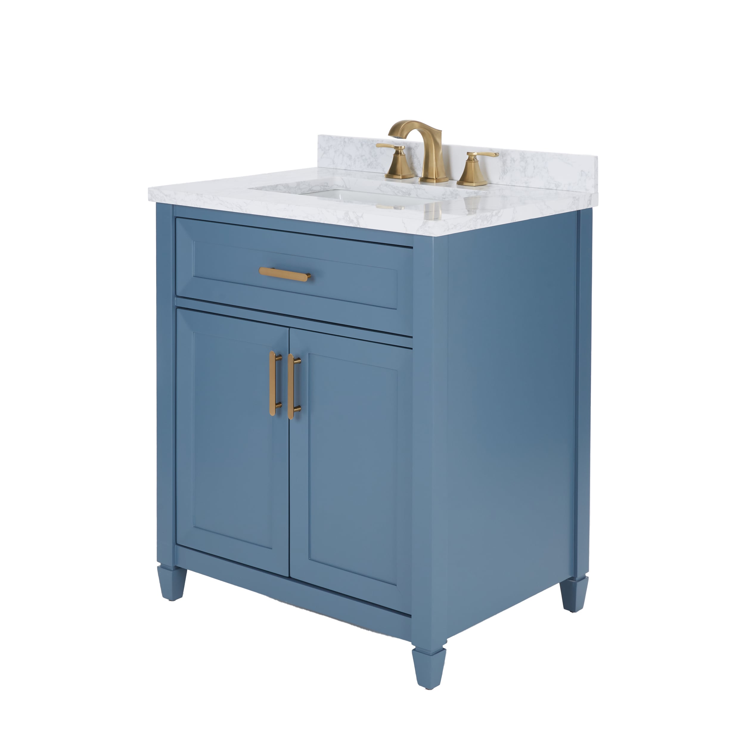 allen + roth Lancashire 30-in Chambray Blue Undermount Single Sink ...