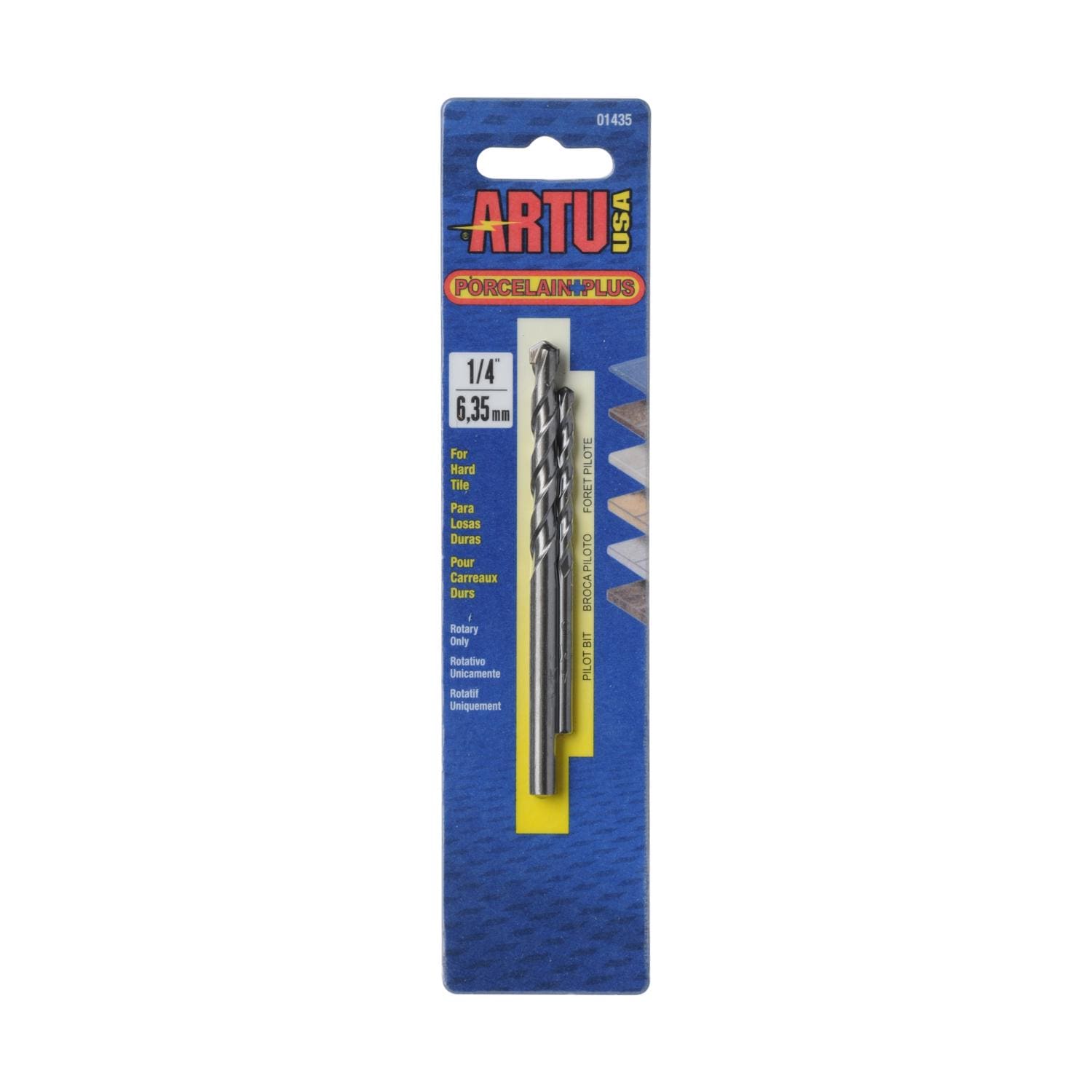Artu  Porcelain Plus 1/4 in. X 4 1/8 in. L Tungsten Carbide Tipped Glass and Tile Bit Set Straight Sh 1PK
