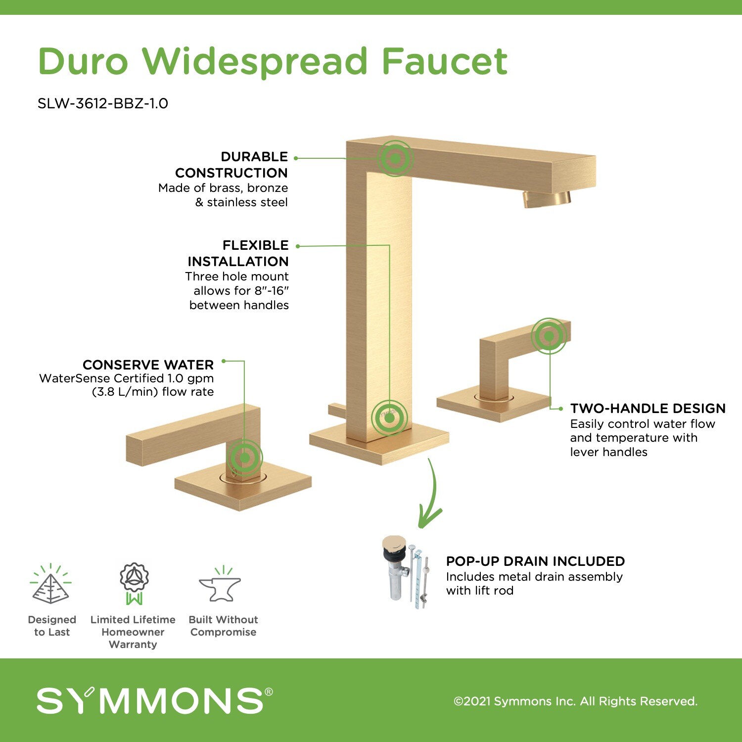 Symmons SLW-3612-BBZ-1.0 Lavatory-Faucets - Thumbnail View #4