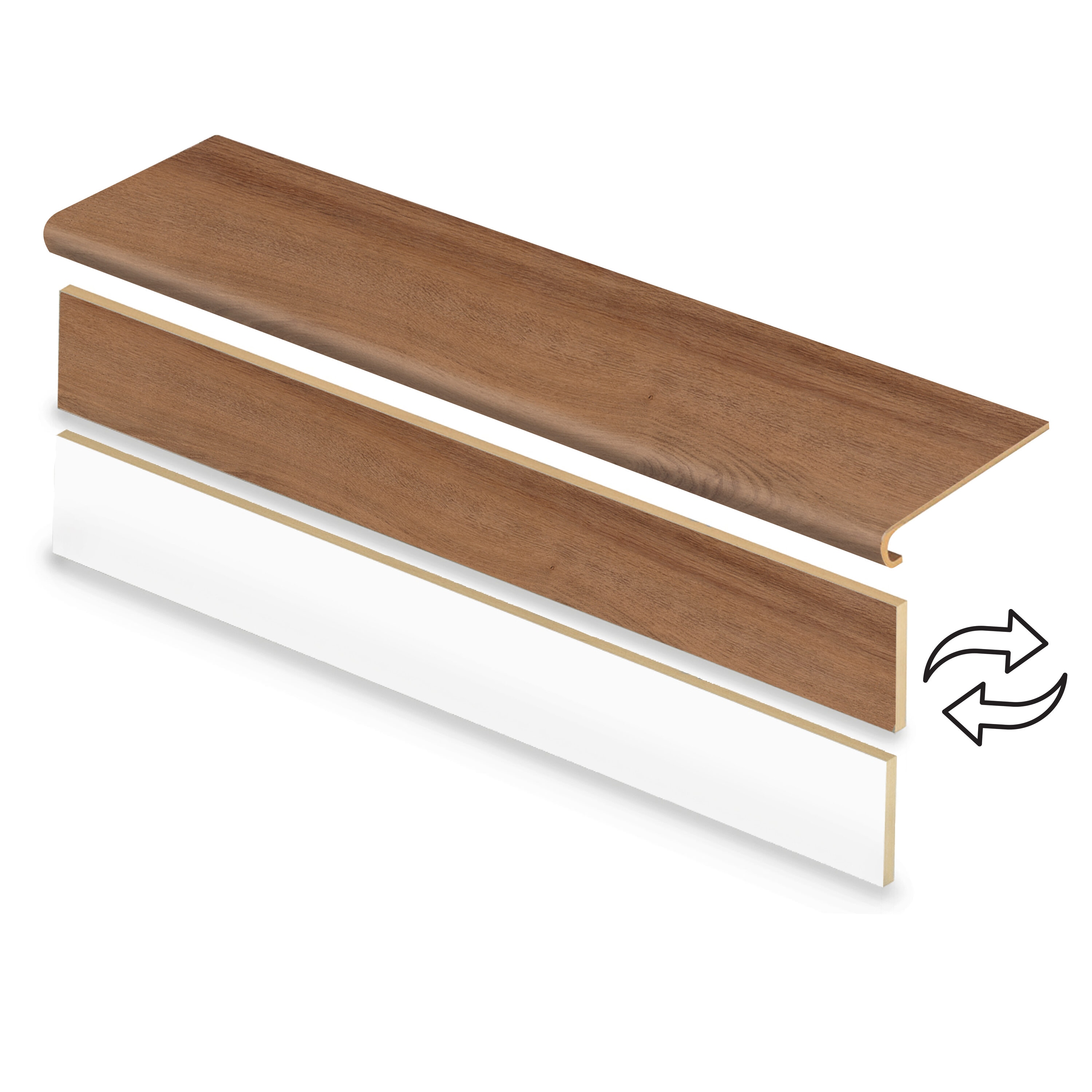 Zamma Cap A Tread Stair Renewal System 47-in x 12.125-in x 1.6875-in Beechnut Wood Type 1 Kit with Reversible Riser Laminate Bullnose Stair Tread #20C077777