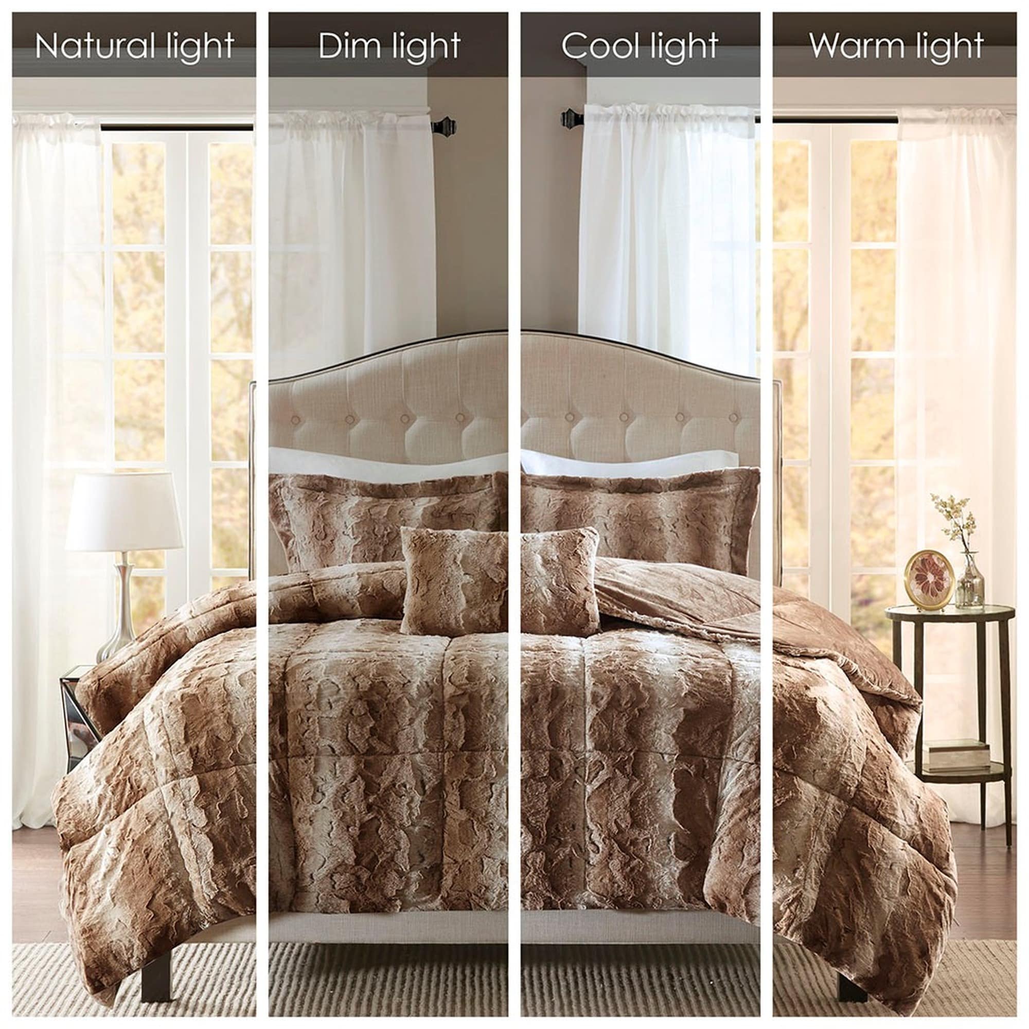 HyperDrop Cart King Premium Faux Fur 4-Piece Comforter Set - Fade-Resistant Heavy-Weight Bedding for Master Suite Decor