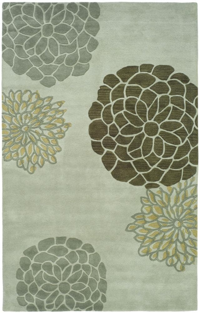 Safavieh SOH211A-5 Soho Mums 5 x 8 (ft) Tufted Wool Light Gray Rectangular Indoor Floral/Botanical Farmhouse/Cottage Area rug