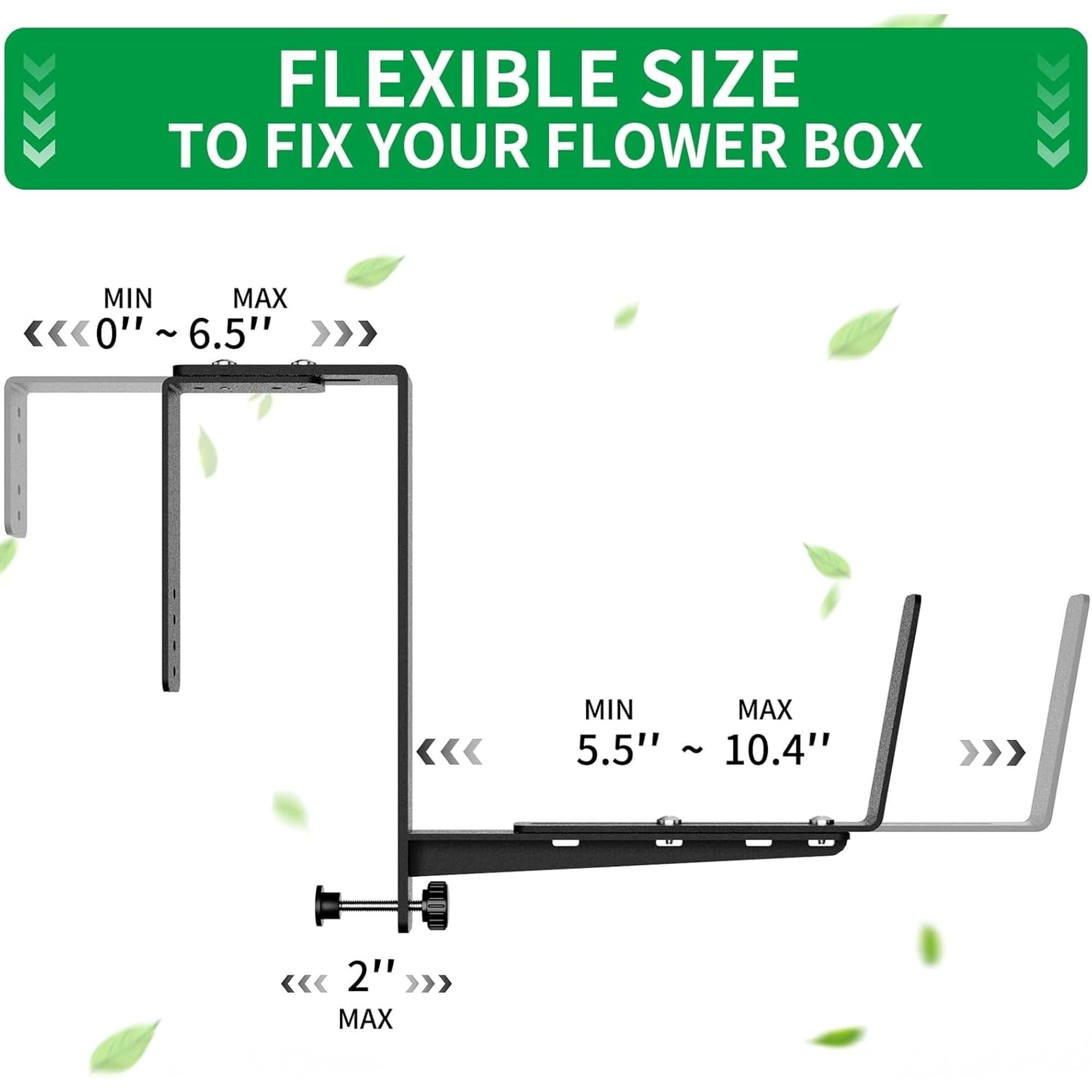 Angel Sar 6 Pack Adjustable Heavy Duty Black Iron Window Box Brackets ...