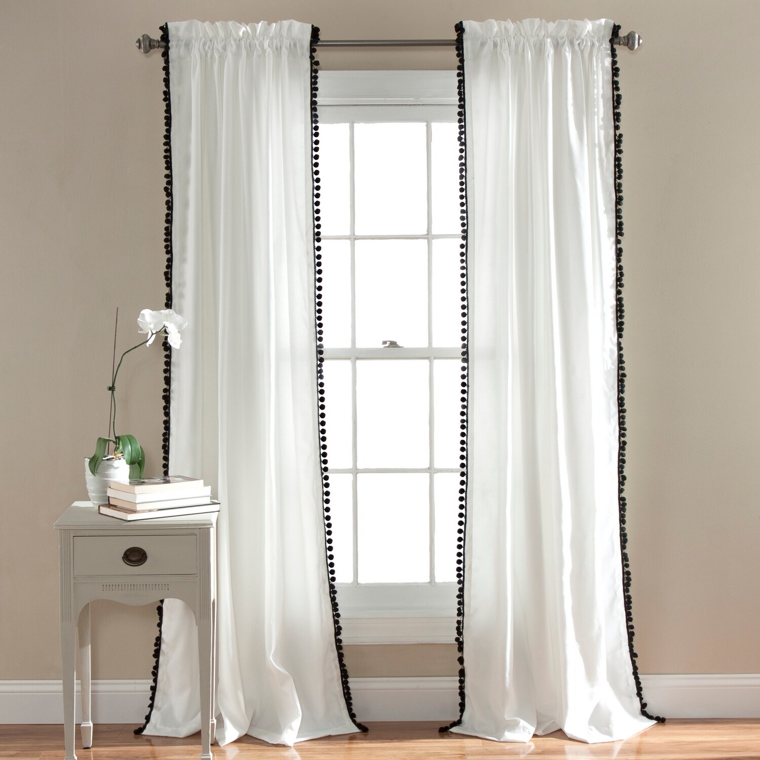 Lush Decor C21019P14-000 84-Inches Black Rod pocket Single curtain panel