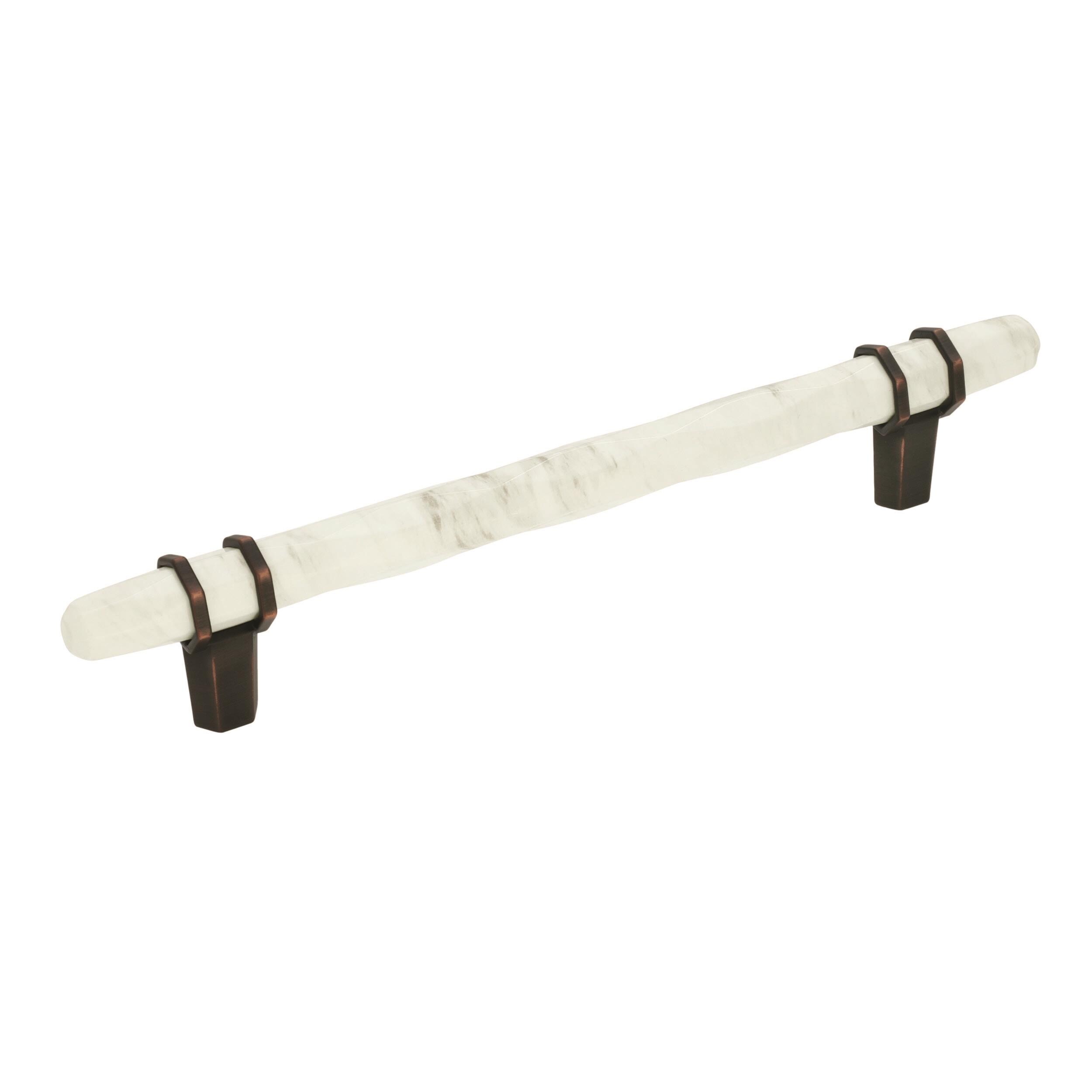 Amerock BP36650MWORB Carrione 6-5/16-in , 160mm Center to Center Marble White and Oil-Rubbed Bronze Cylindrical Bar
