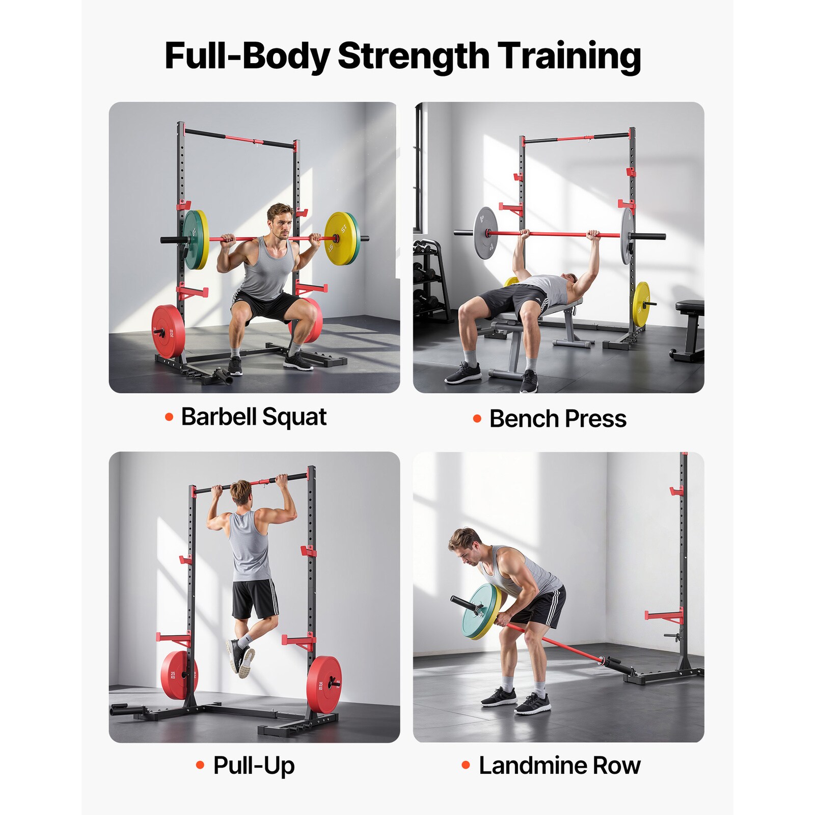 Mecale Width-Adjustable Steel Power Cage Squat Rack with Landmine ...