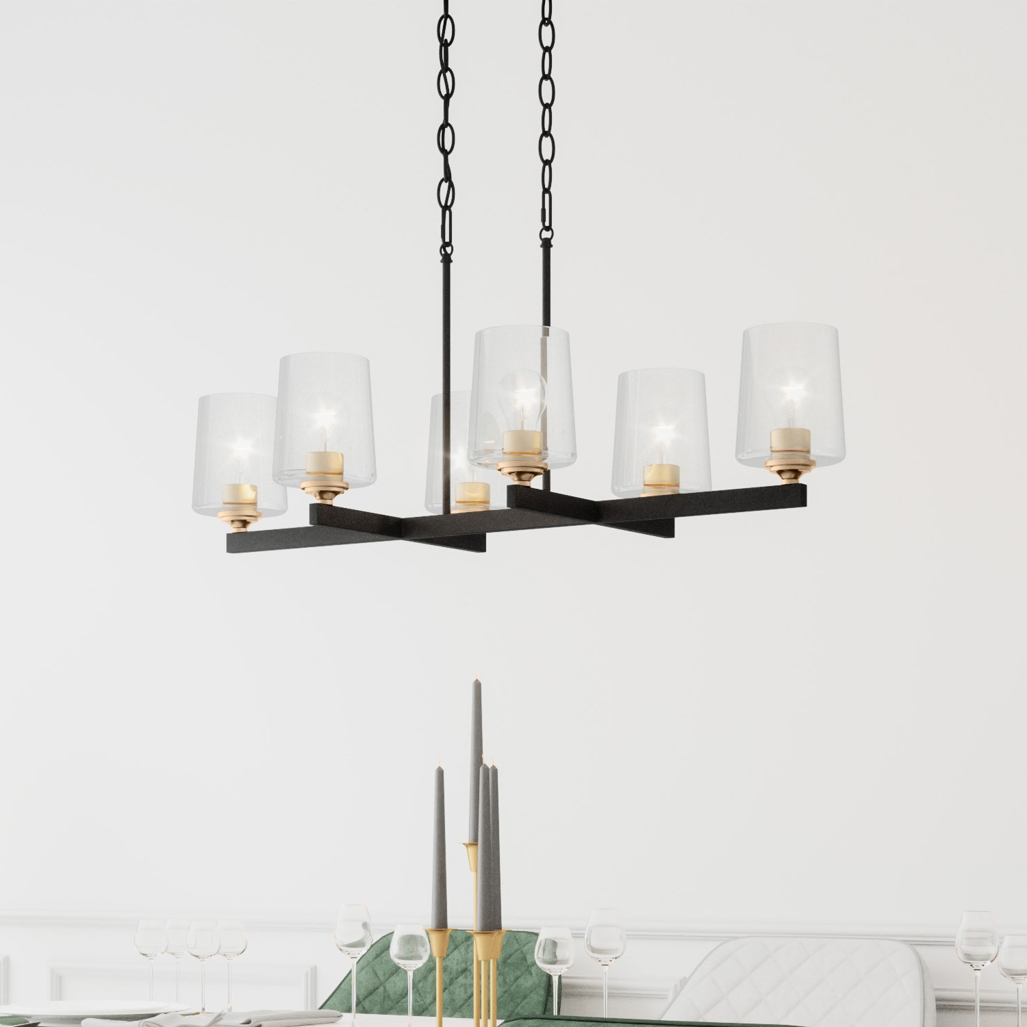 Quoizel LWS7243B Whitlock 6 -Light Matte Black Modern/contemporary For Use in Bathrooms, Bedrooms, Dining Rooms, Foyers, Kitchens, Living Rooms Chandelier