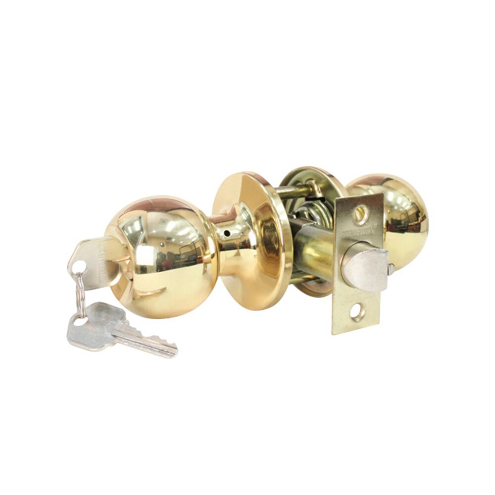 Premier Lock Polished Brass Entry Door Handle Combo Lock Set with