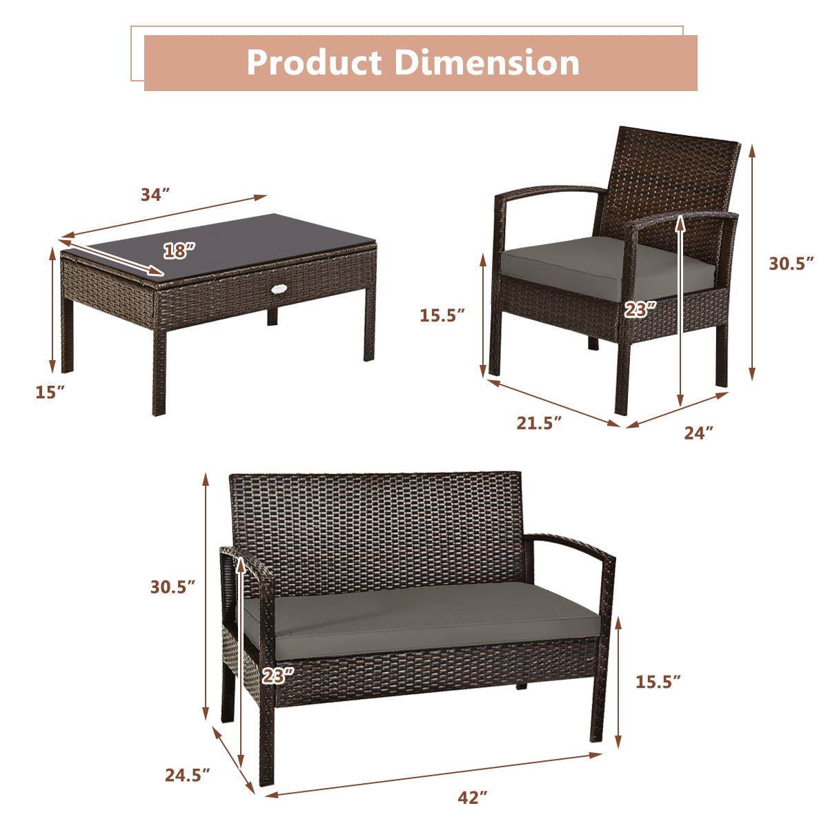 Clihome CWCH-HW63AD755 Patio-Conversation-Sets - View #7