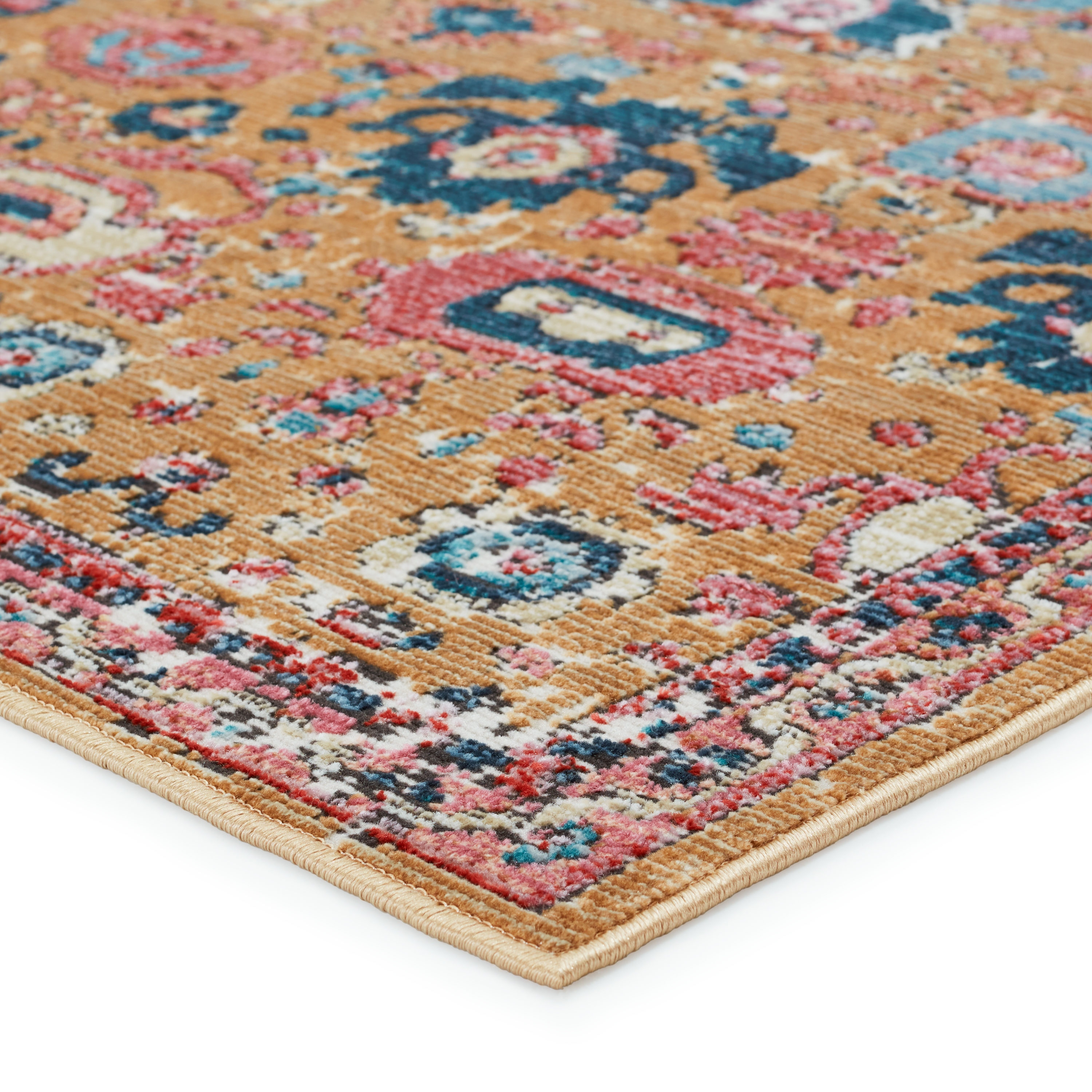 Reversible Blue and Cream 5' x 7' Traditional Wool Blend Rug