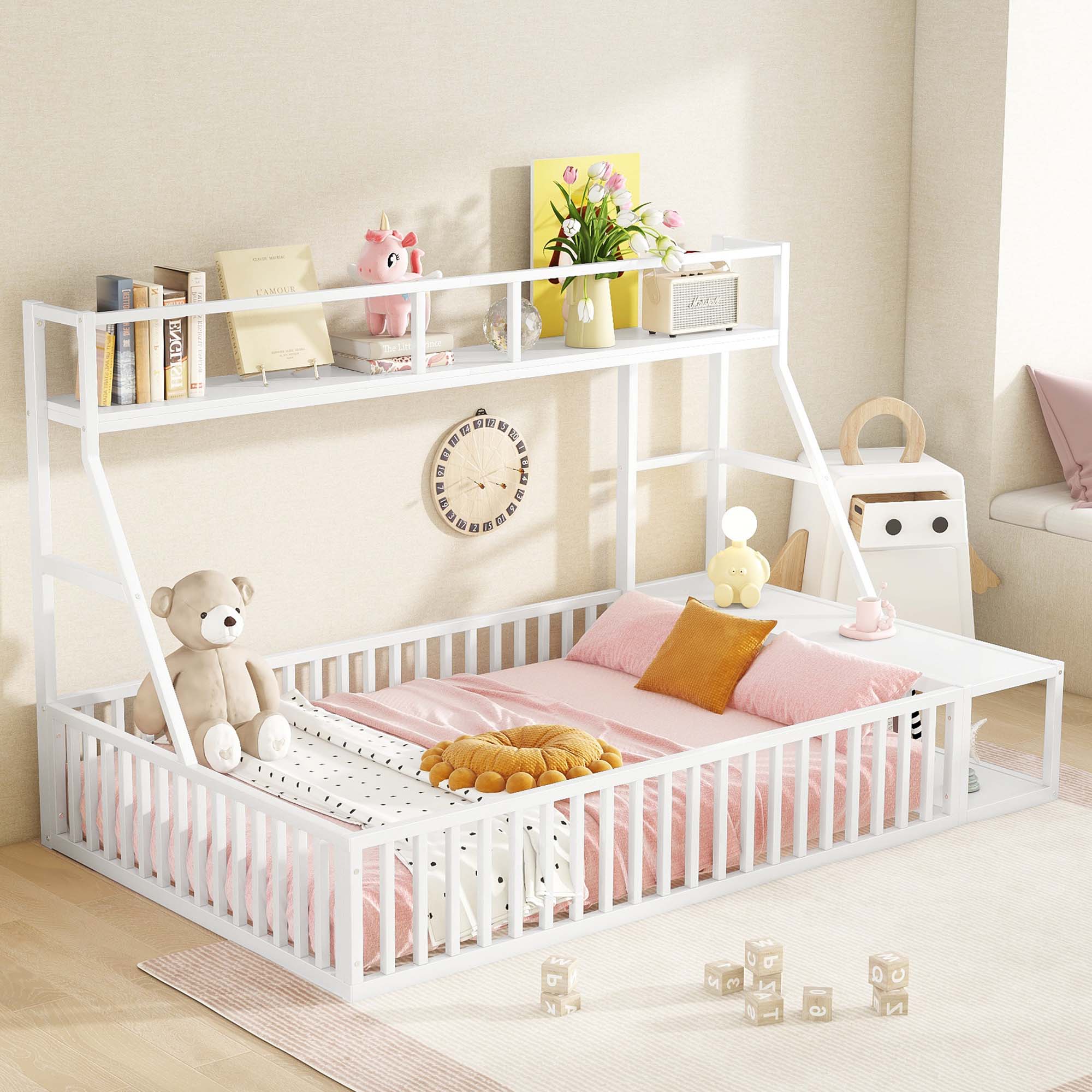 Sunrinx MG11-BD-2 White Full Metal Bed frame Bed with Storage