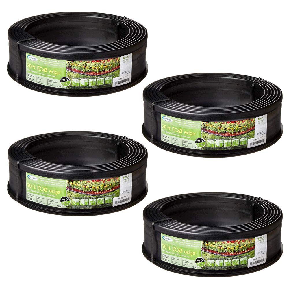 Suncast  Eco Edge 5 in. x 20 ft Plastic Landscape Edging 4-Pack 80 ft with Connectors Black.