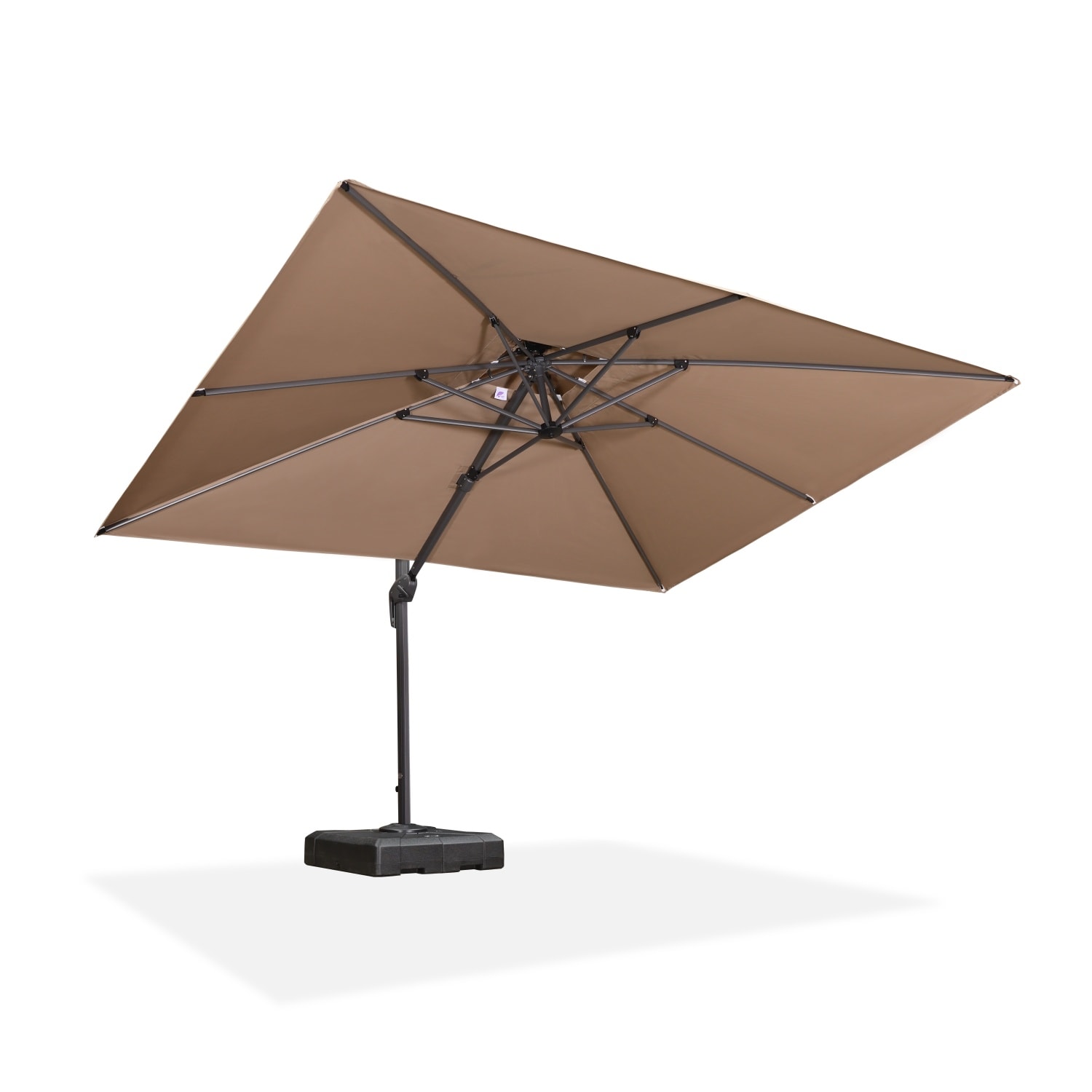 PURPLE LEAF LS04DHRC0912-KK 9-ft Aluminum Beige Crank Cantilever Patio Umbrella