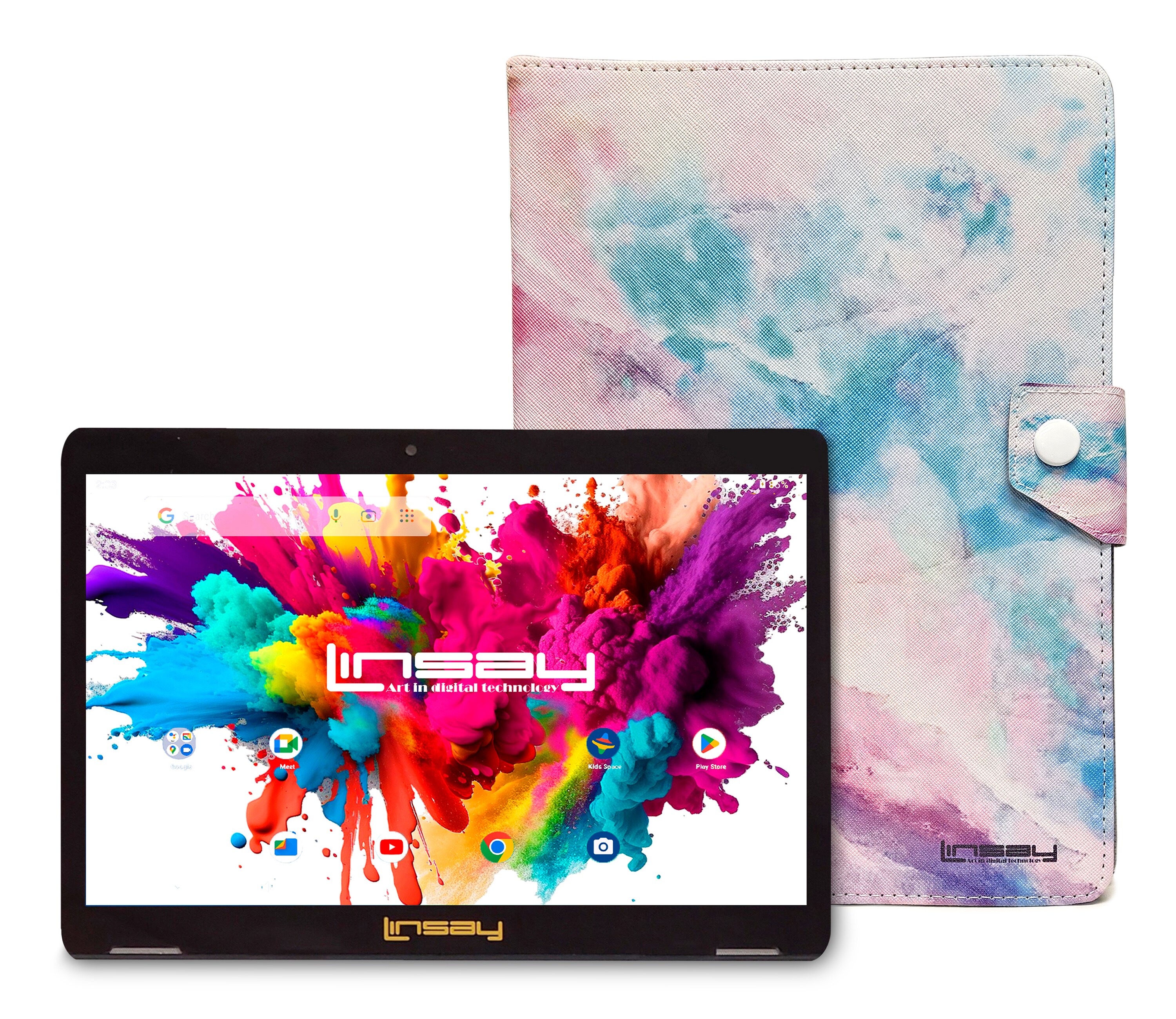 LINSAY F10PCMP 10.1-in 128 Android 13 Bluetooth Wi-Fi Tablet with Case Included
