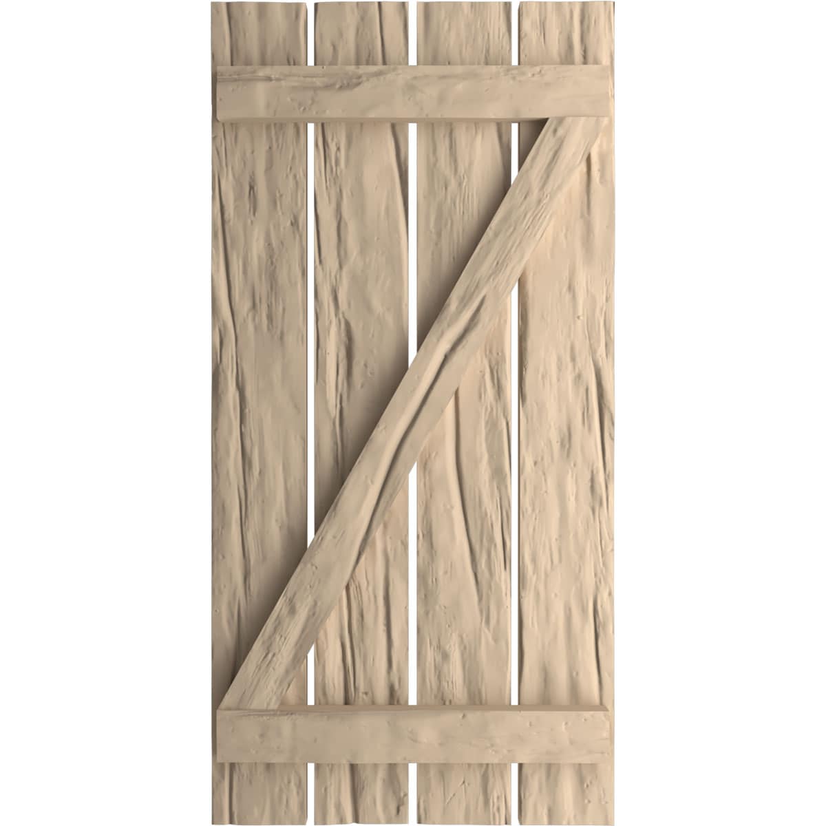Ekena Millwork SHUBSZ23X60RWPR 23.5-in W x 60-in H Riverwood Paintable/Stainable Board and batten Spaced with z-bar Exterior Shutters ( 2 -Pack )